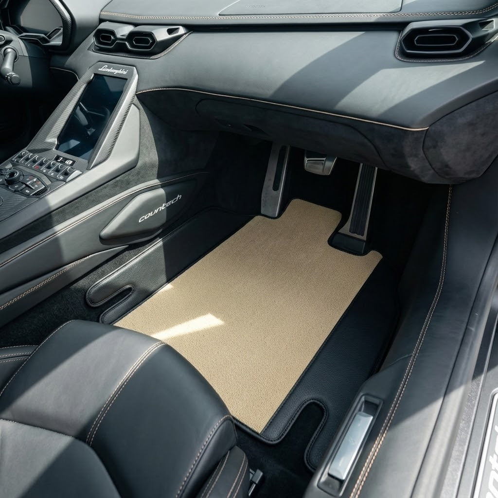 Customizable Leather Floor Mats with Hex Pattern for Lamborghini Countach (1974–1990) - AutoWin