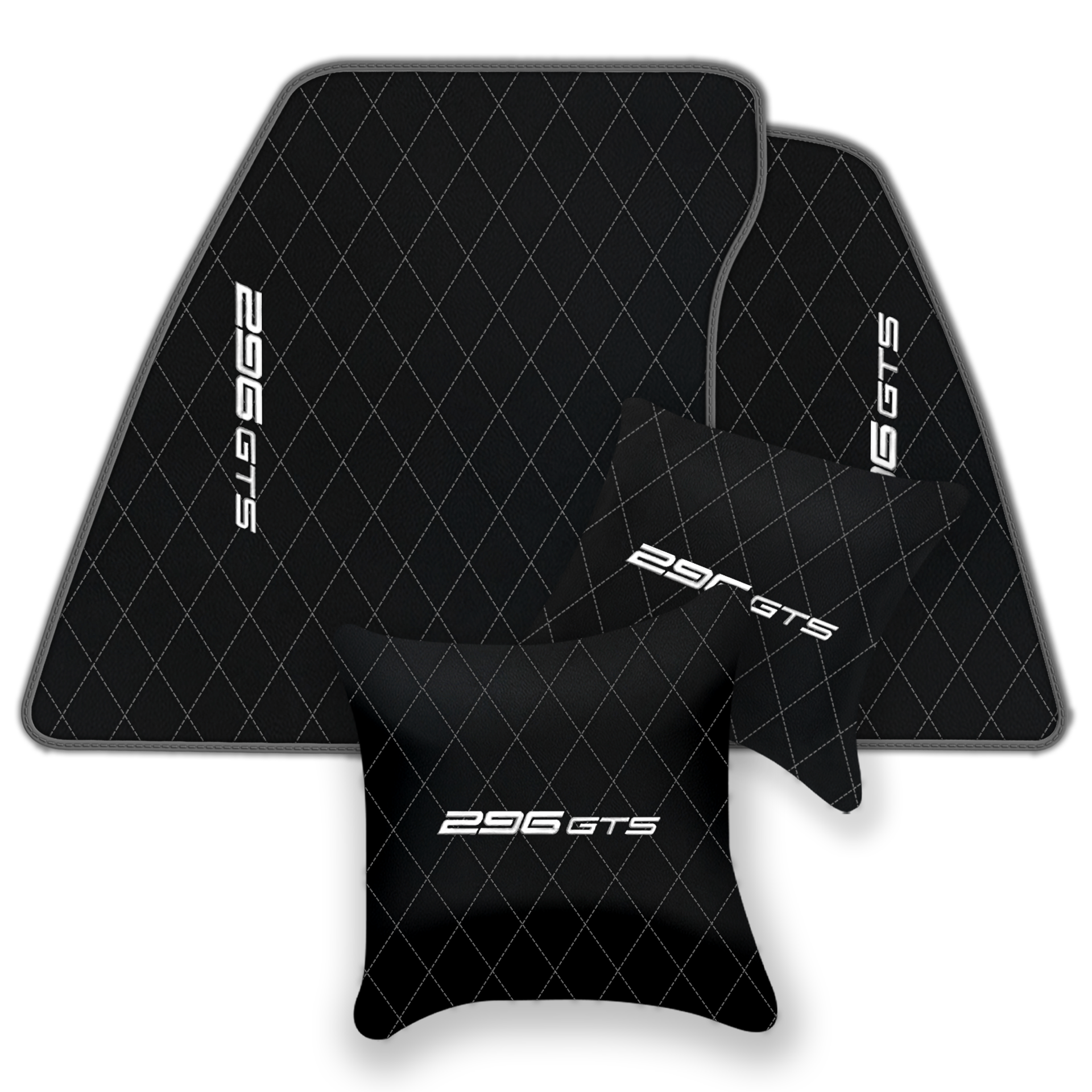 Ferrari 296 GTB Black Leather Floor Mats | Stylish & Durable