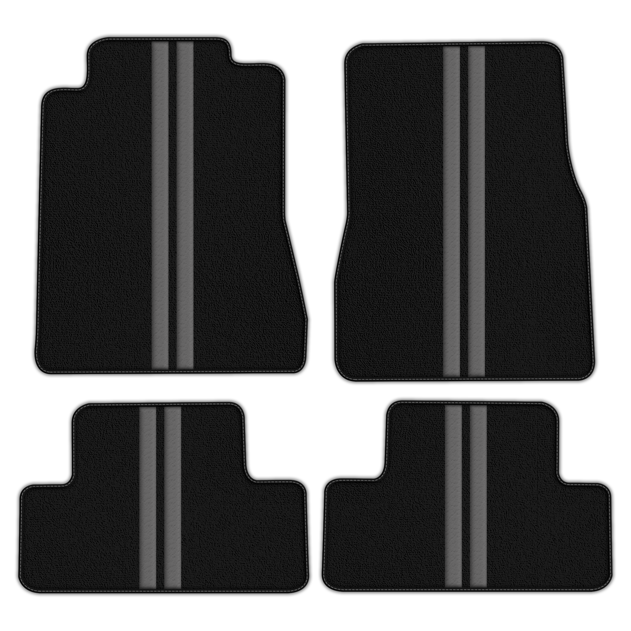 Black Floor Mats with Leather Line for Ford Mustang V FL (2011-2014) - Various Colors