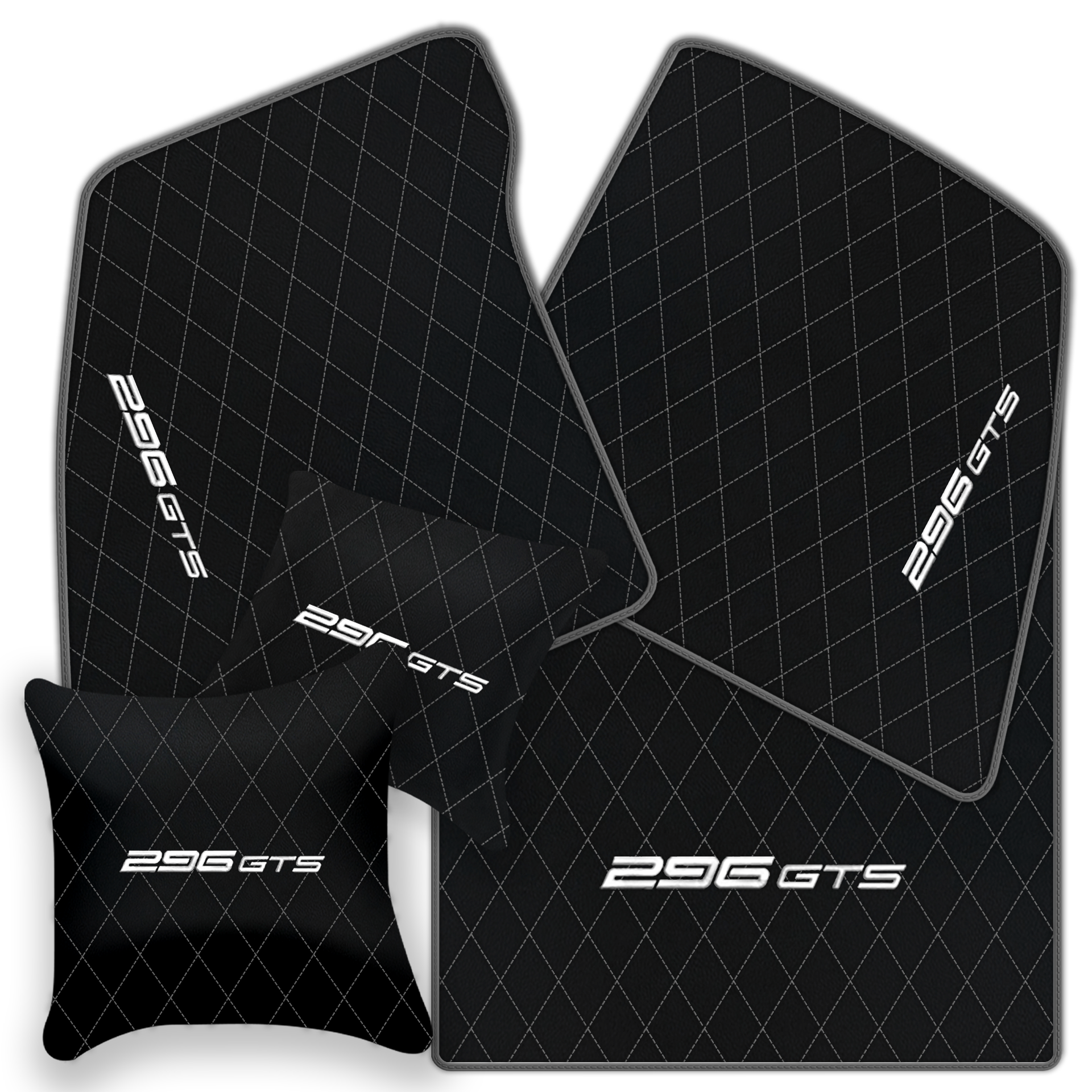 Ferrari 296 GTB Black Leather Floor Mats | Stylish & Durable