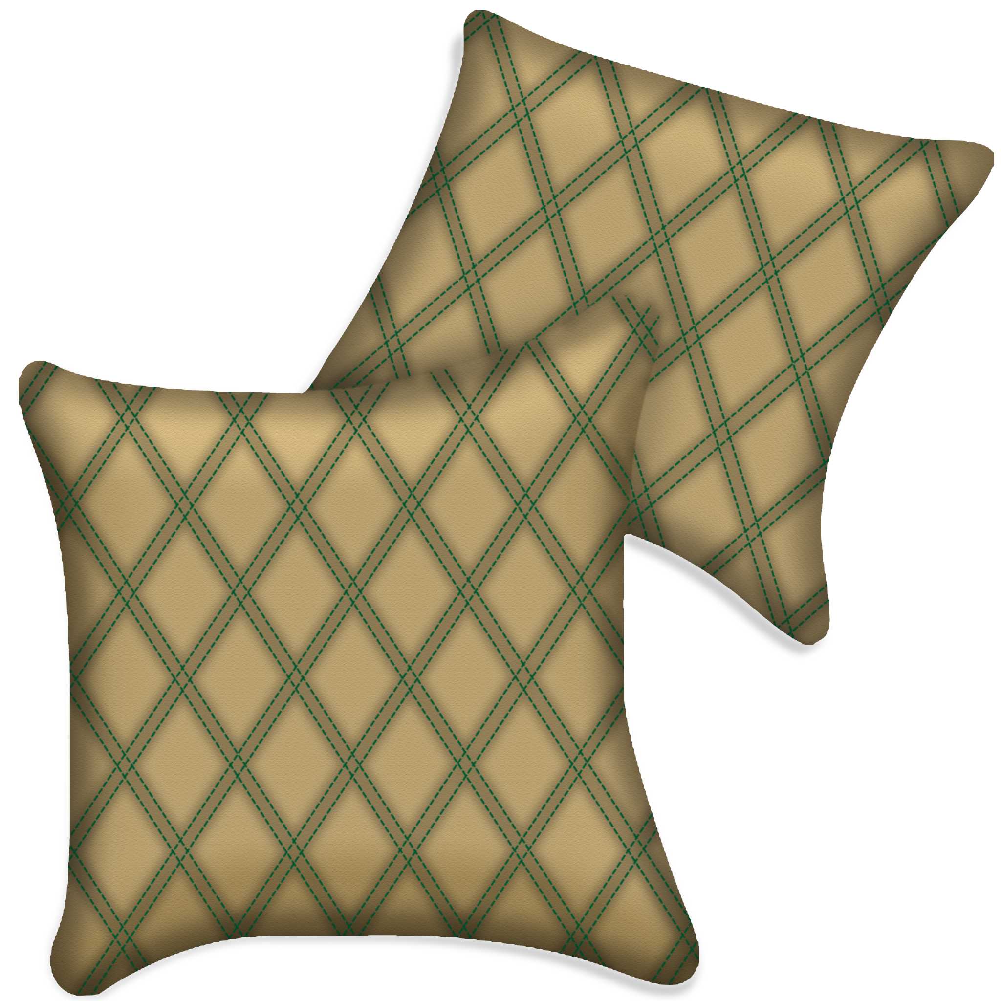 Customizable Beige Leather Pillows Set of 2 for All Vehicles | Double Diamond Pattern