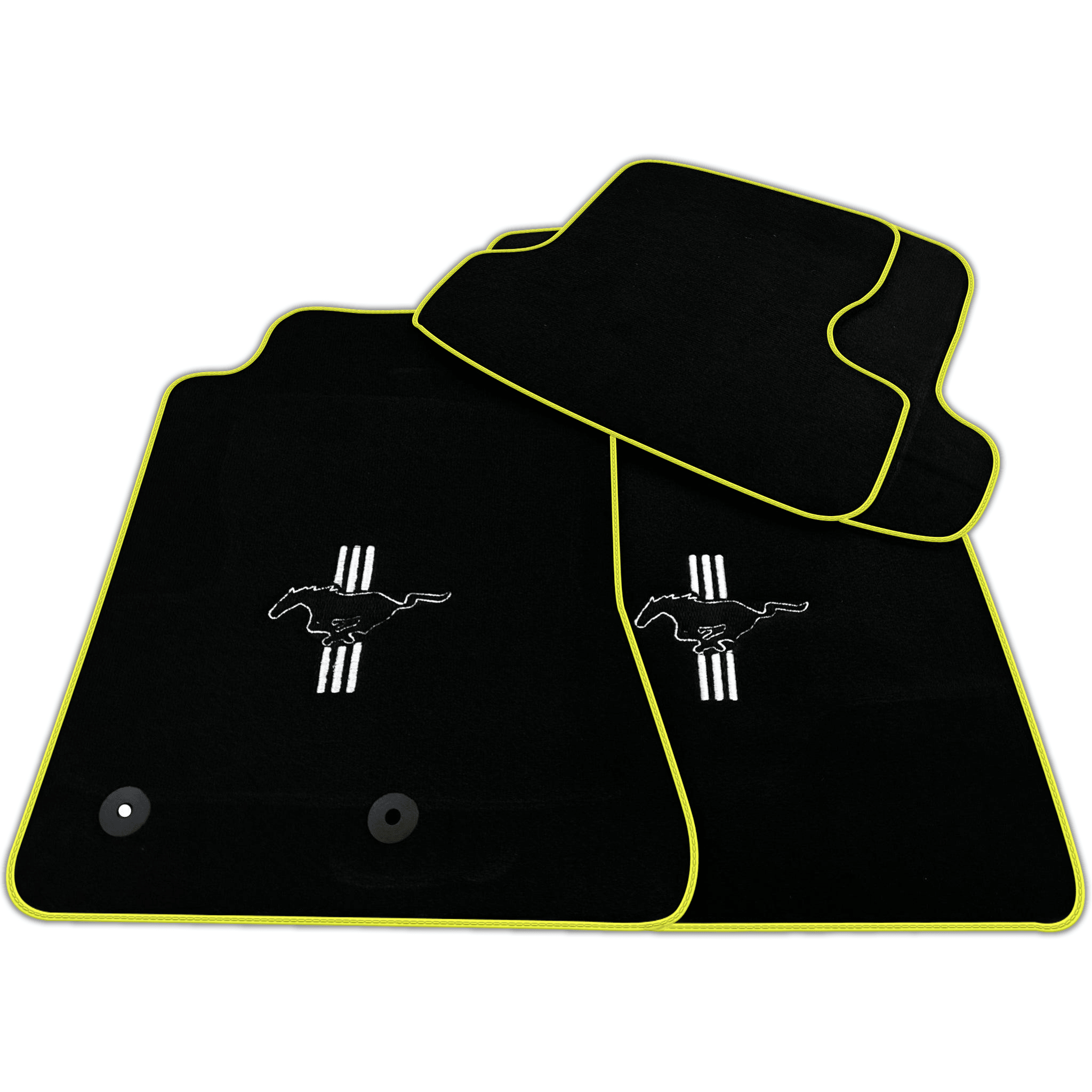 Black Floor Mats For Ford Mustang VI (2015-2023) with Pony | Various Trim Colors