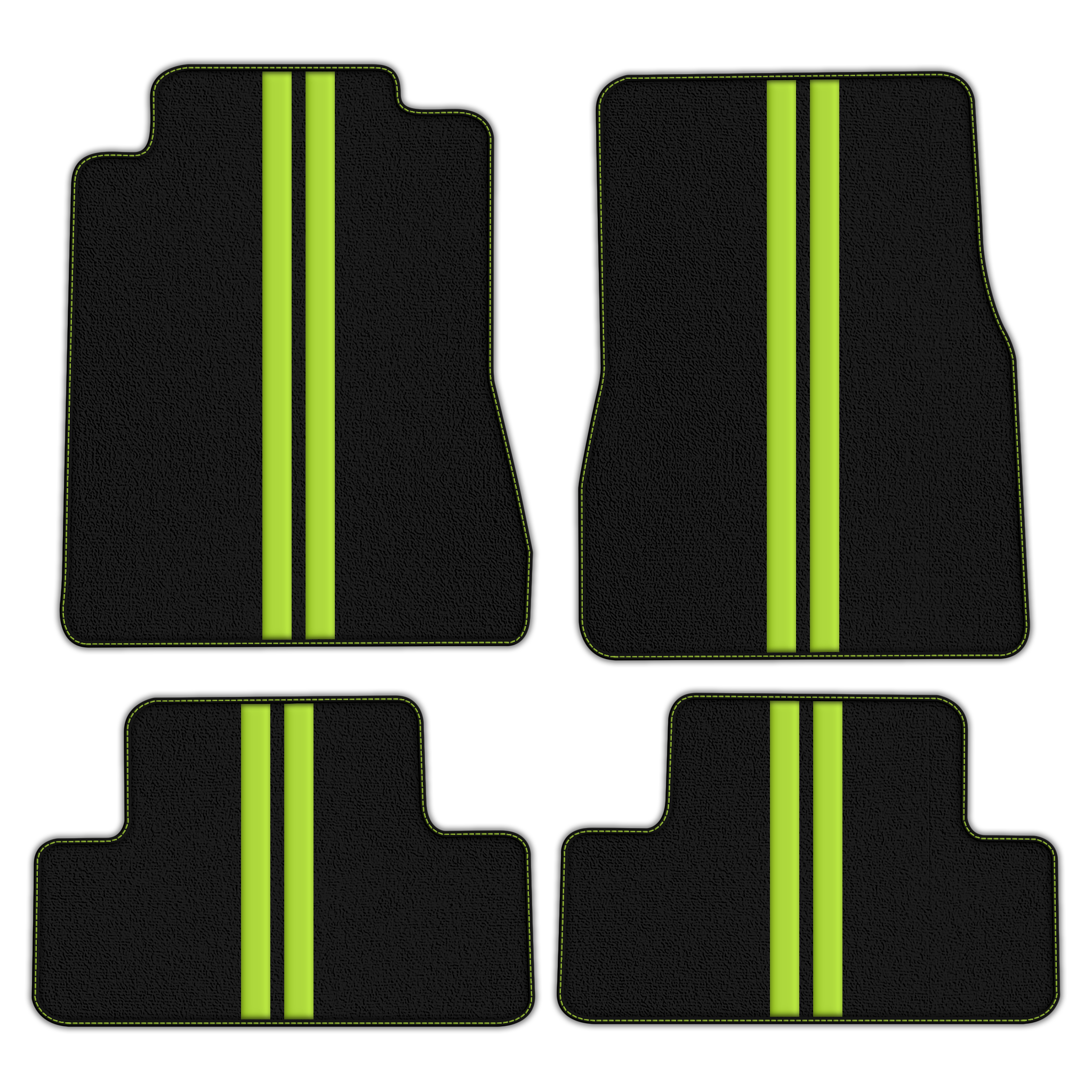 Black Floor Mats with Leather Line for Ford Mustang V FL (2011-2014) - Various Colors