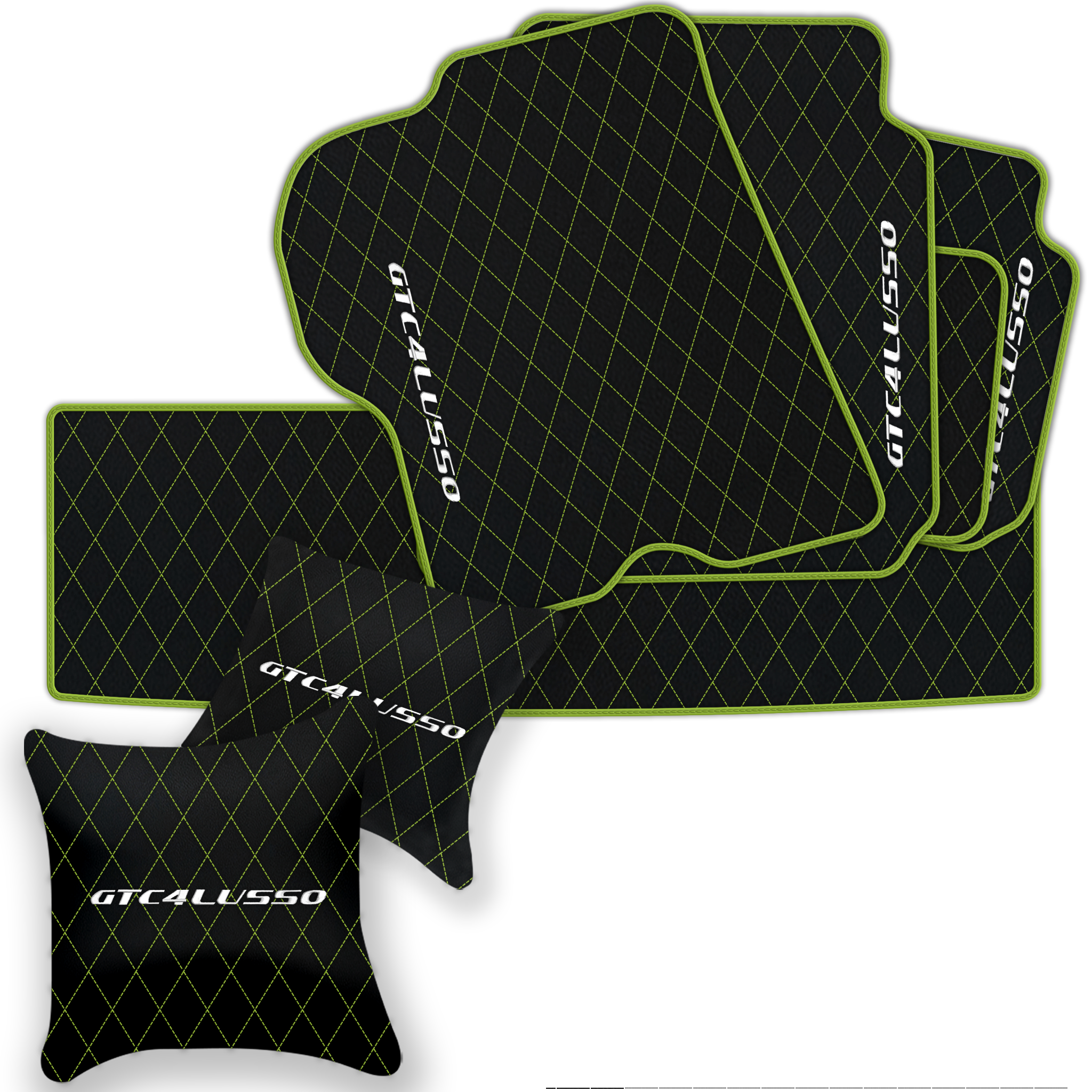 Luxury Black Leather Floor Mats for Ferrari Roma (2021-2024)