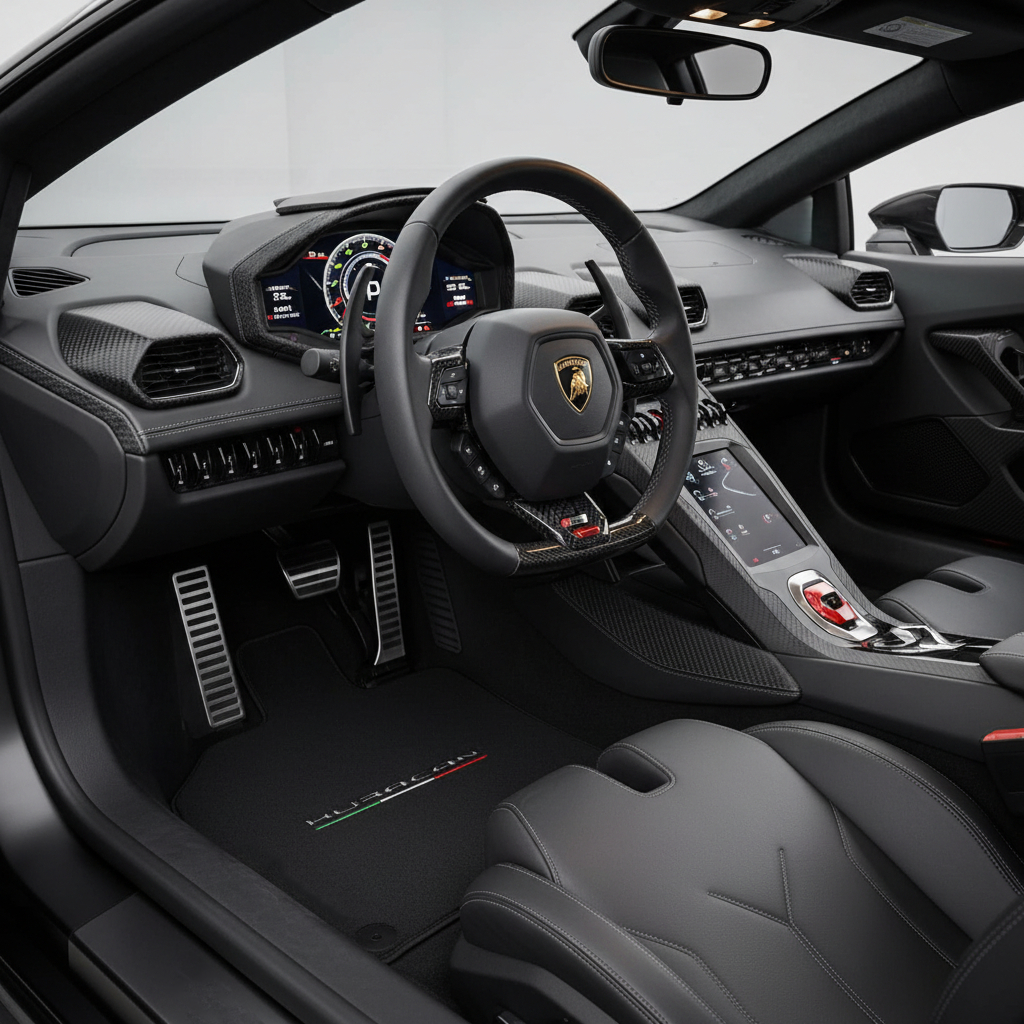 Black Carpet Floor Mats for Lamborghini Huracan - AutoWin.EU