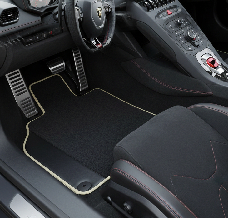 Customizable Floor Mats From Carpet with Leather A56 Pattern for Lamborghini Huracan EVO (2019-2024) - AutoWin