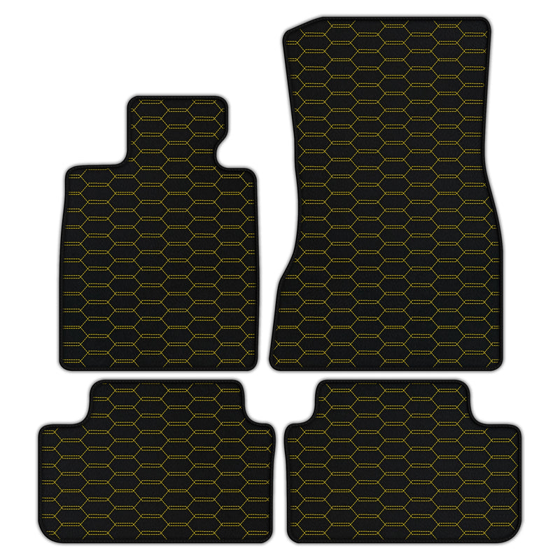 Customizable Leather Floor Mats with Interlaced Hex Pattern for BMW M5 G90 (2023-2026) Sedan