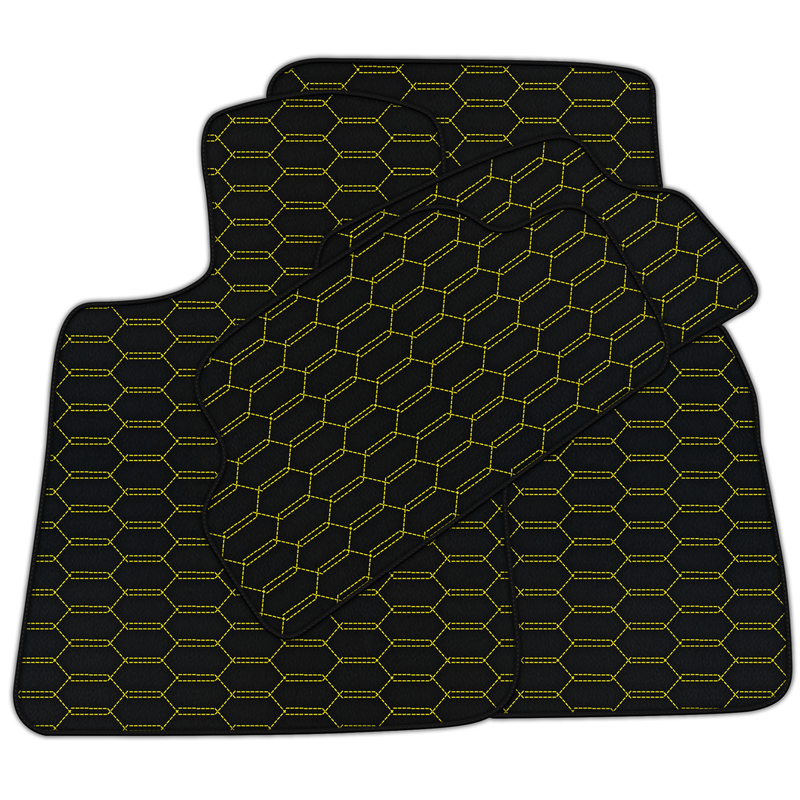 Customizable Leather Floor Mats with Interlaced Hex Pattern for Mini Cabrio R52 Convertible (2004-2009)