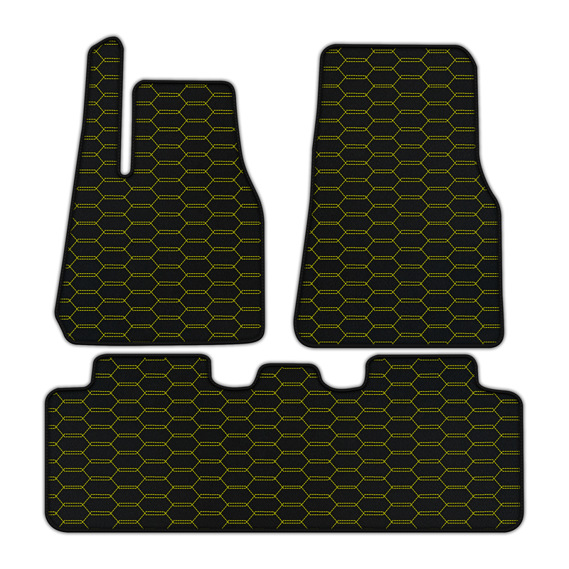 Customizable Leather Floor Mats with Interlaced Hex Pattern for Tesla Model Y (2020-2023)