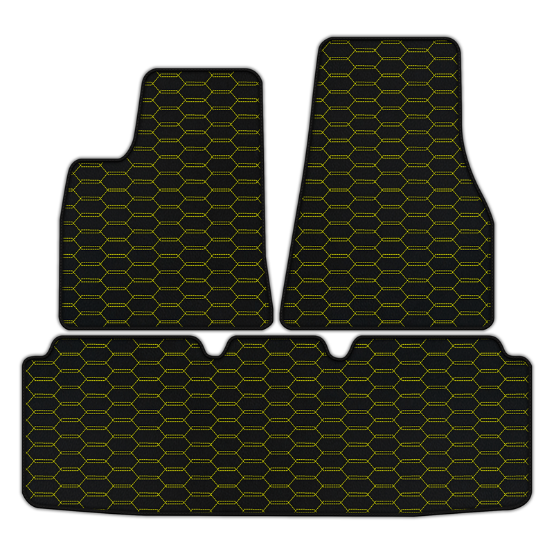 Customizable Leather Floor Mats with Interlaced Hex Pattern for Tesla Model S (2012-2023)