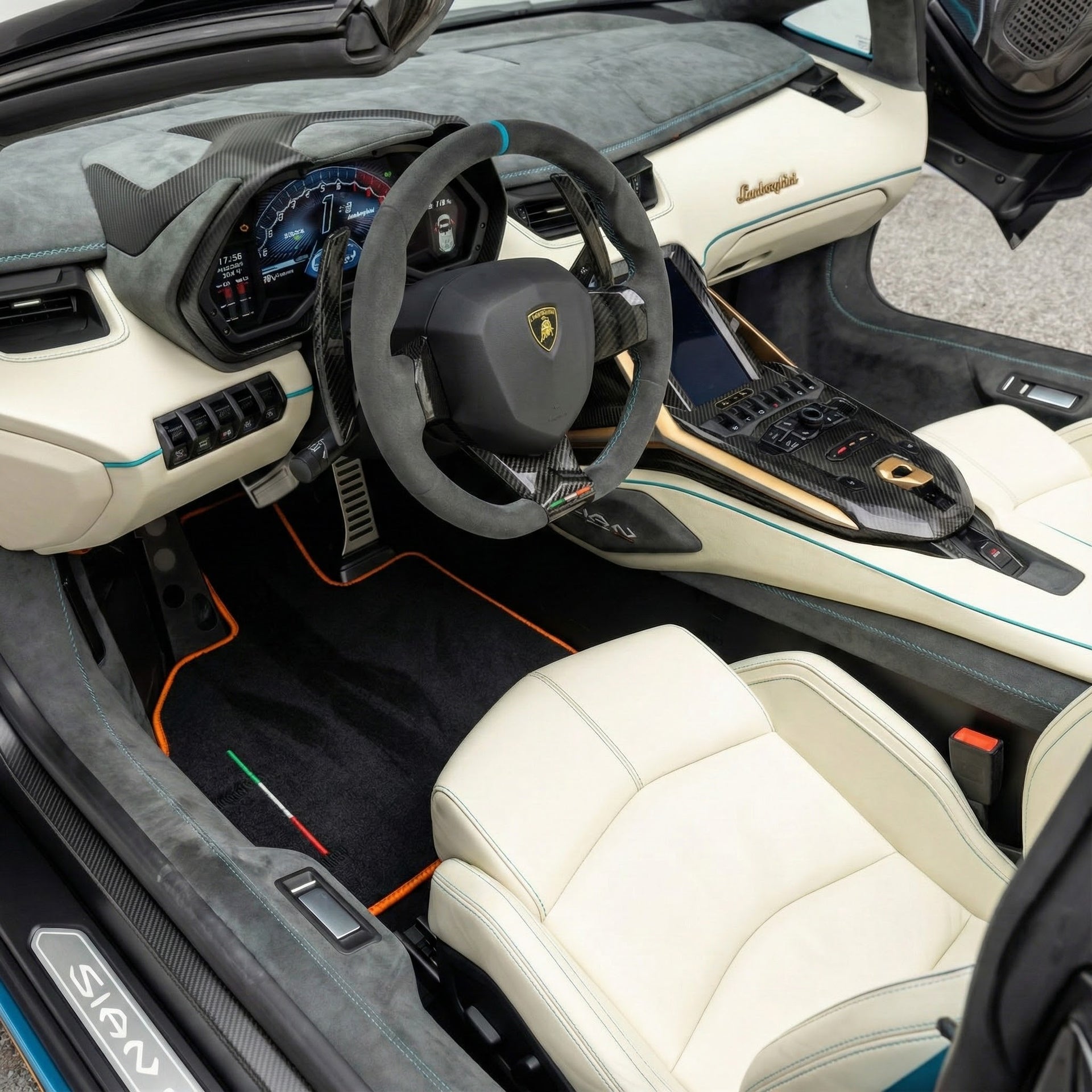 Customizable Carbon Fiber Floor Mats for Lamborghini Sian (2020-2022) | Italian Edition - AutoWin.EU