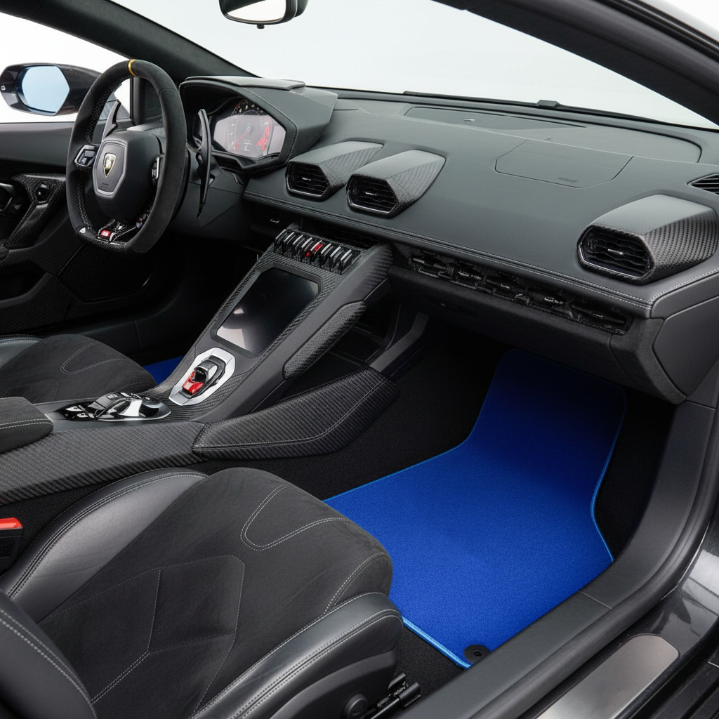 Customizable Leather Floor Mats with Line Pattern for Lamborghini Huracan STO (2021-2024) - AutoWin