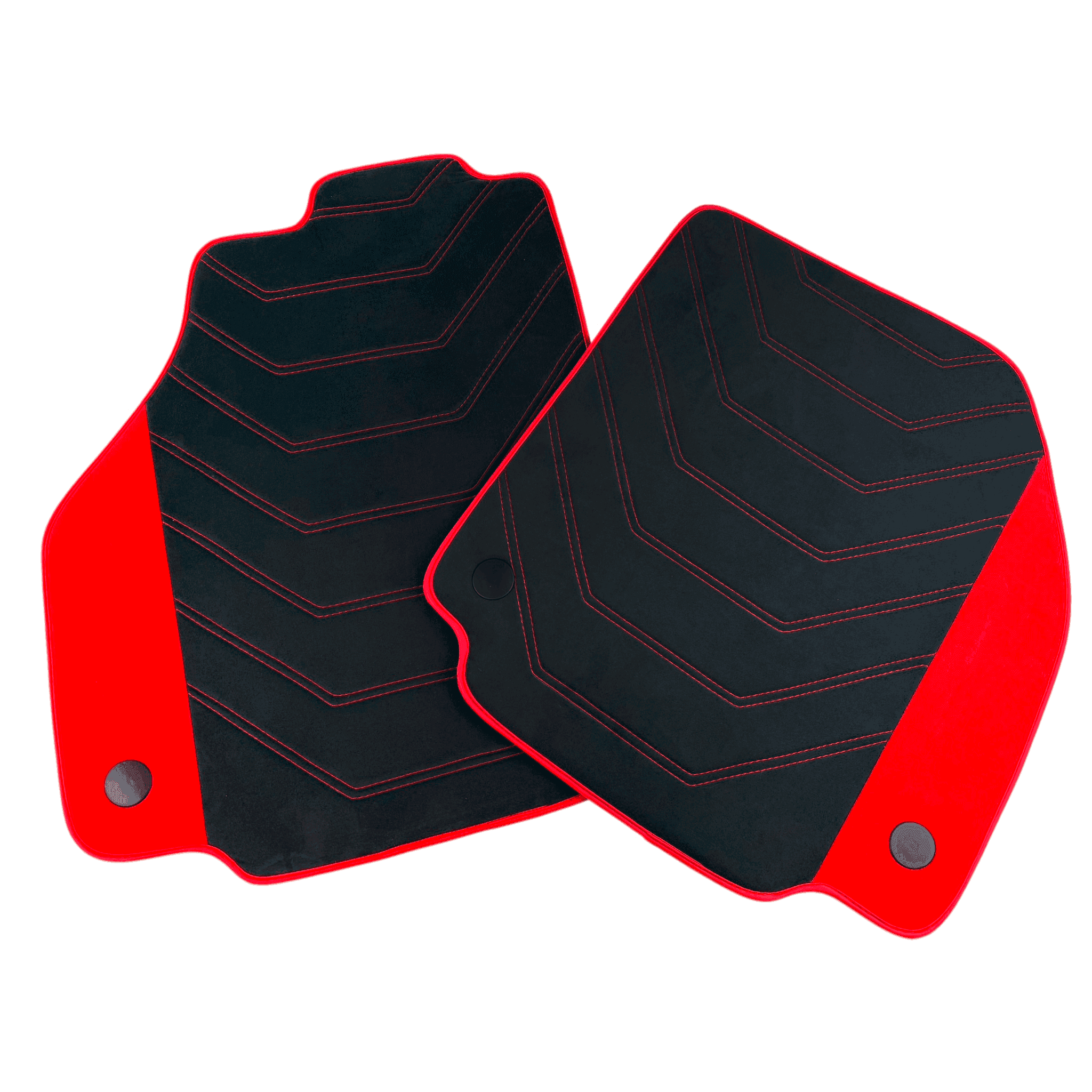 Black Alcantara Floor Mats for Ferrari 488 GTB (2016-2022) with Red Alcantara Accents