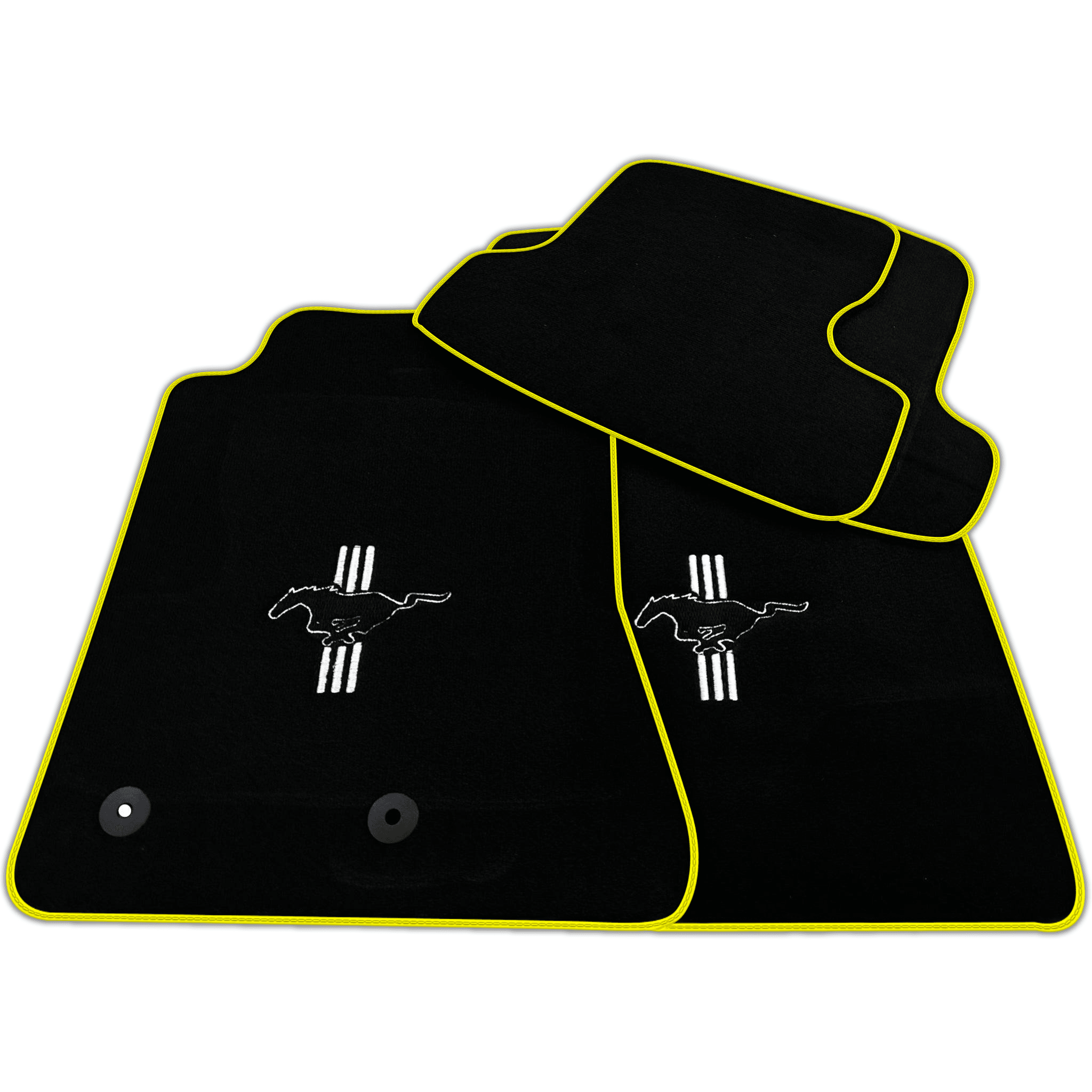 Black Floor Mats For Ford Mustang VI (2015-2023) with Pony | Various Trim Colors