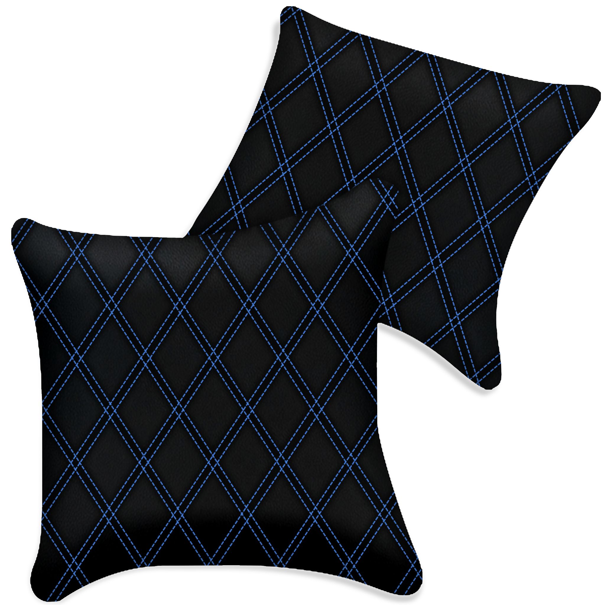Customizable Black Leather Pillows Set of 2 for All Vehicles | Double Diamond Pattern
