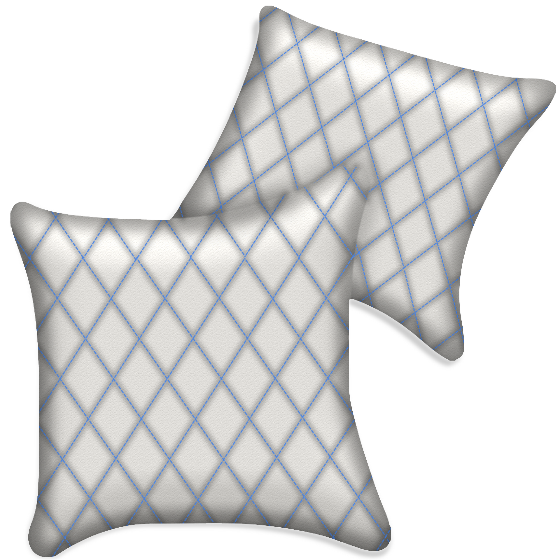 Customizable White Leather Pillows Set of 2 for All Vehicles | Single Diamond Pattern