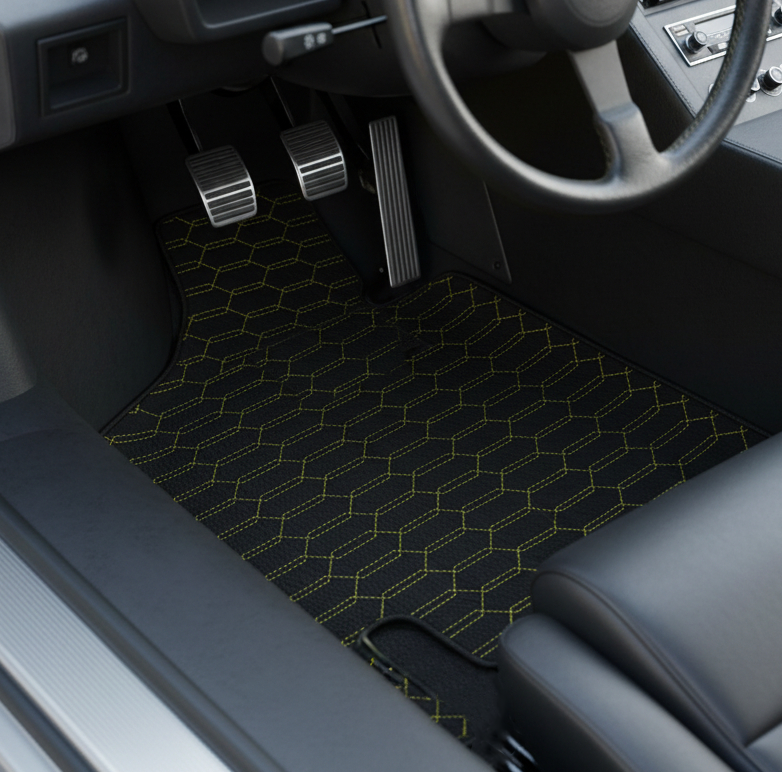 Customizable Leather Floor Mats with Hex Pattern for Lamborghini Countach (1974–1990) - AutoWin
