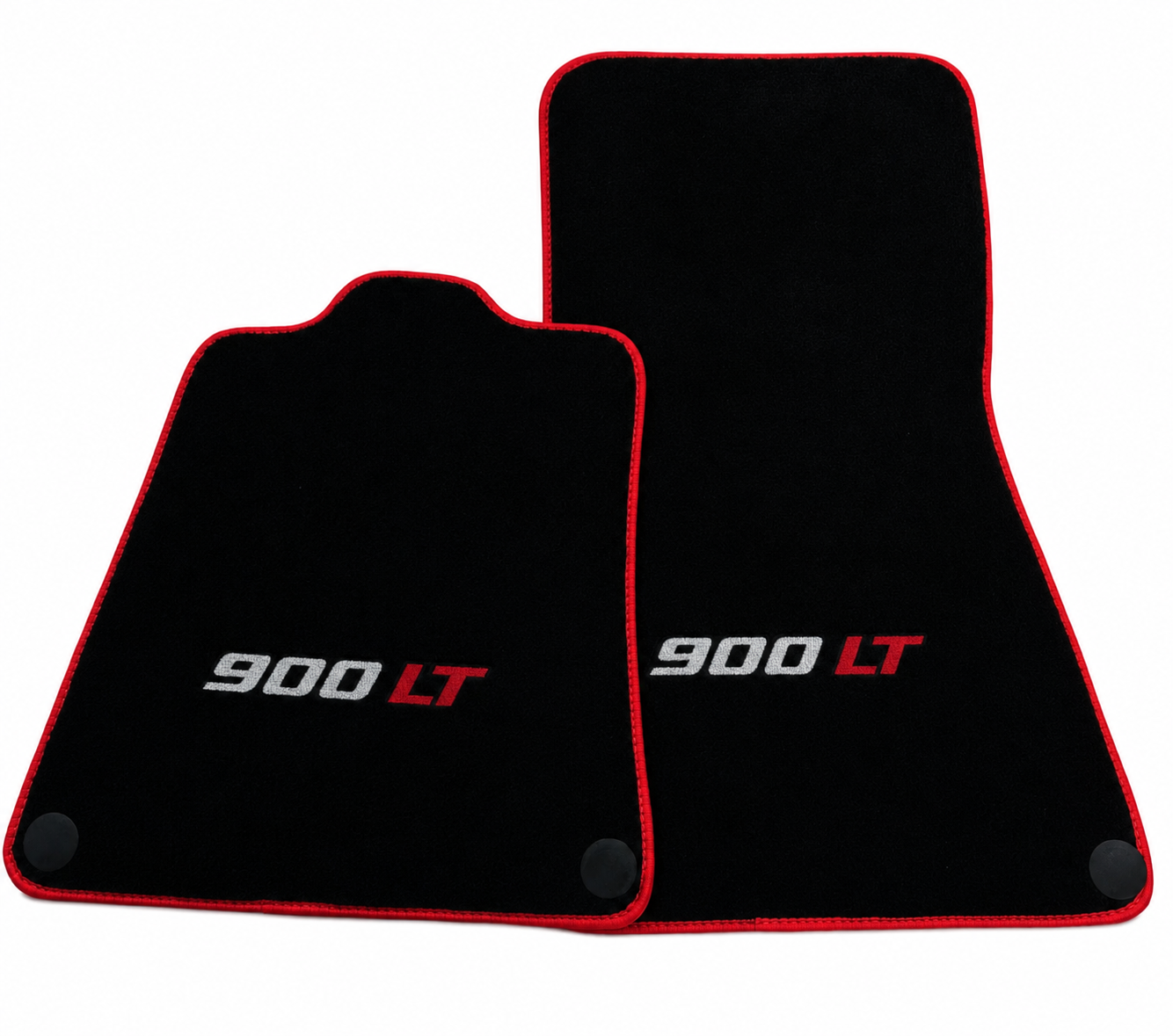 Floor Mats For McLaren 720S - 900 LT Leather Side / Black Tailored With Red Trim