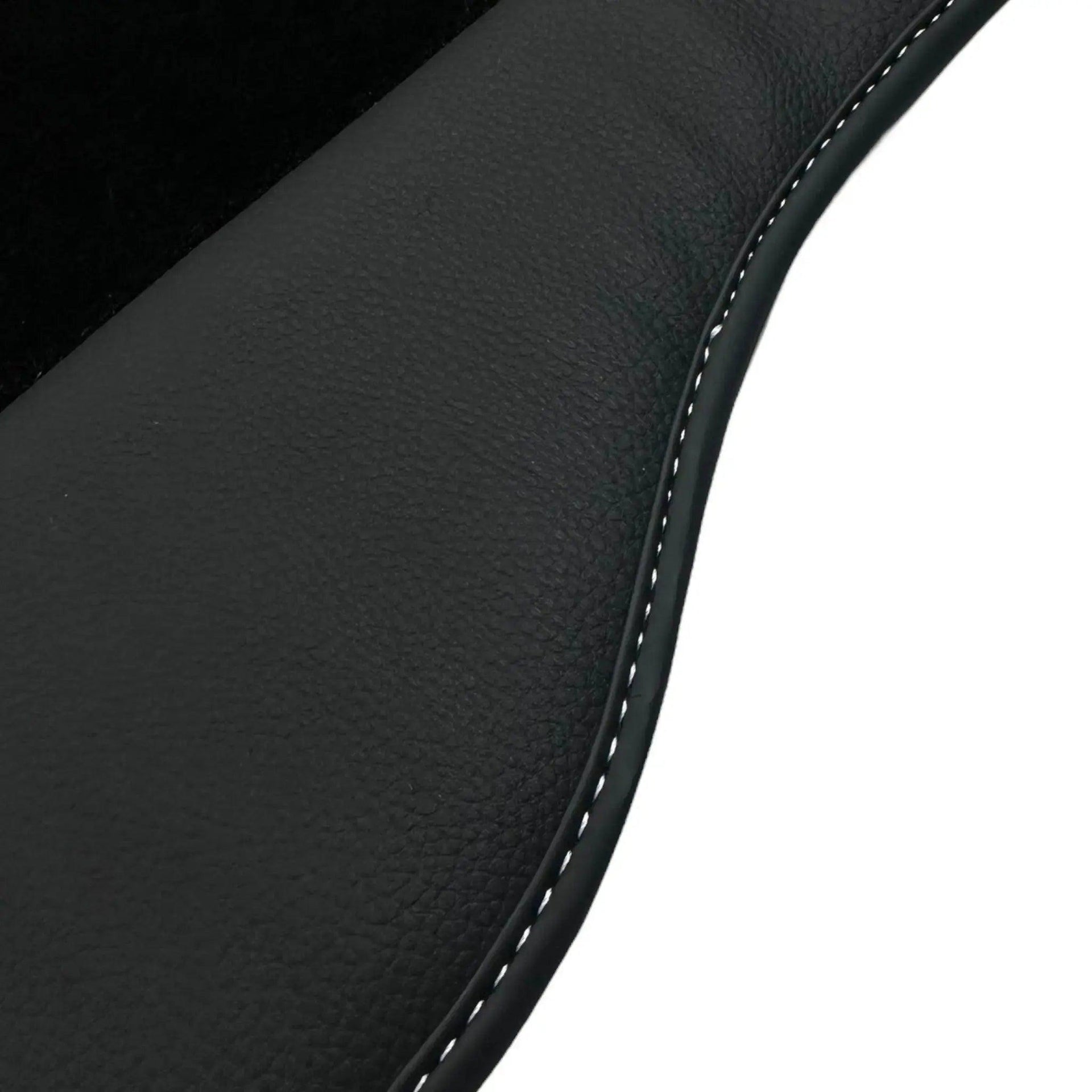 Black Floor Mats for Mini Cooper / One F56 3-doors (2014-2023) with Leather - AutoWin