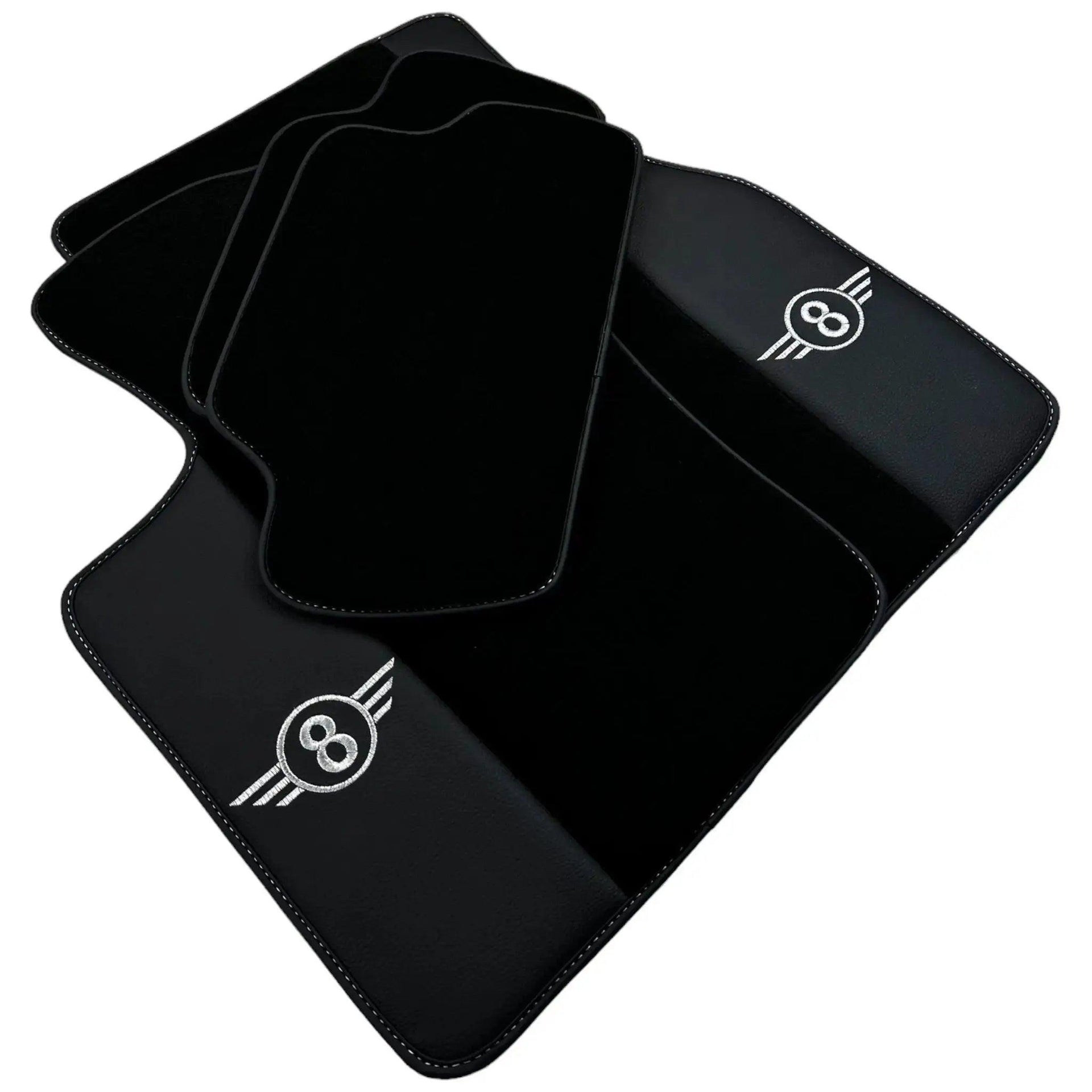 Black Floor Mats for Mini Cooper / One R50 (2001-2007) with Leather - AutoWin