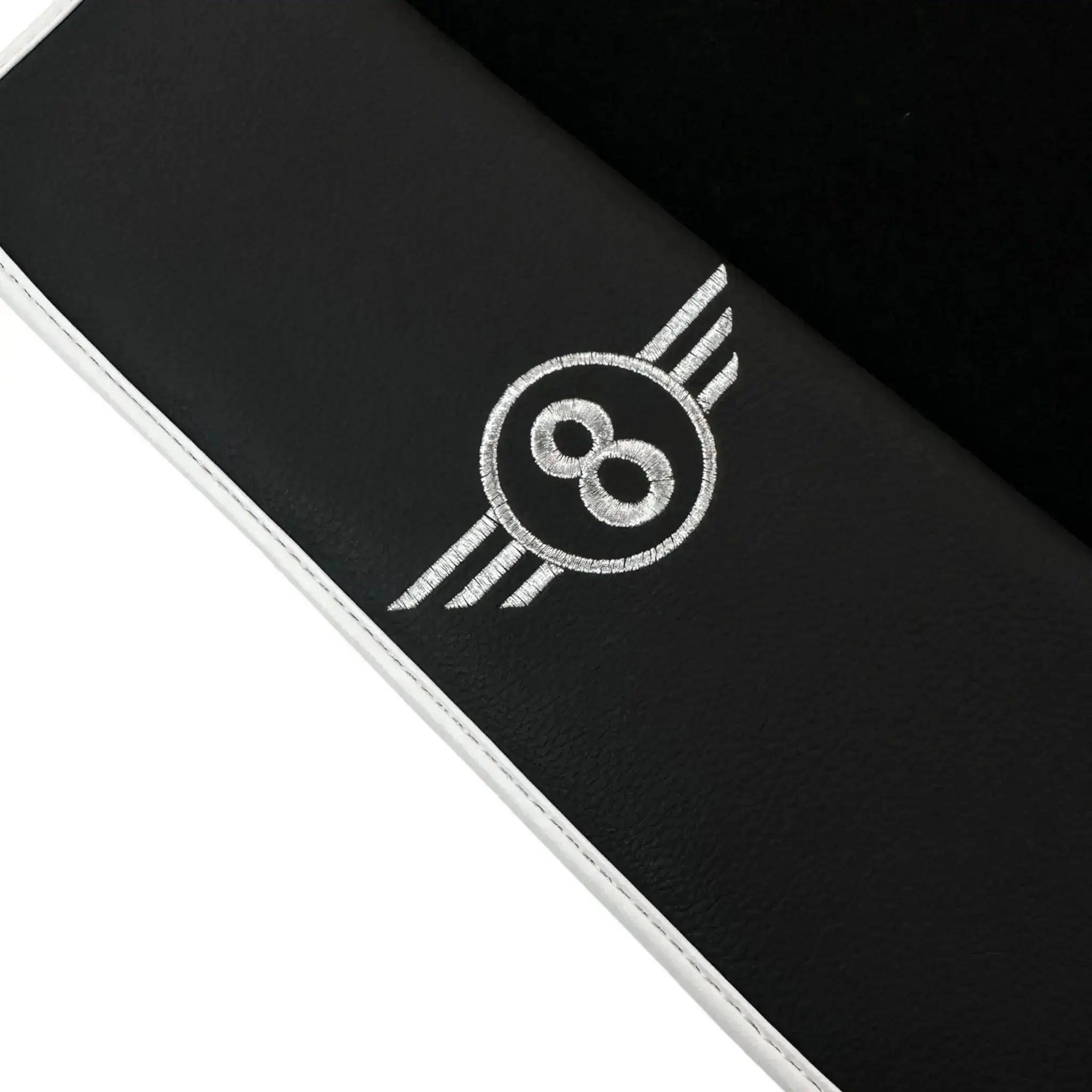 Black Floor Mats for Mini Cooper / One R50 (2001-2007) with Leather | White Trim - AutoWin