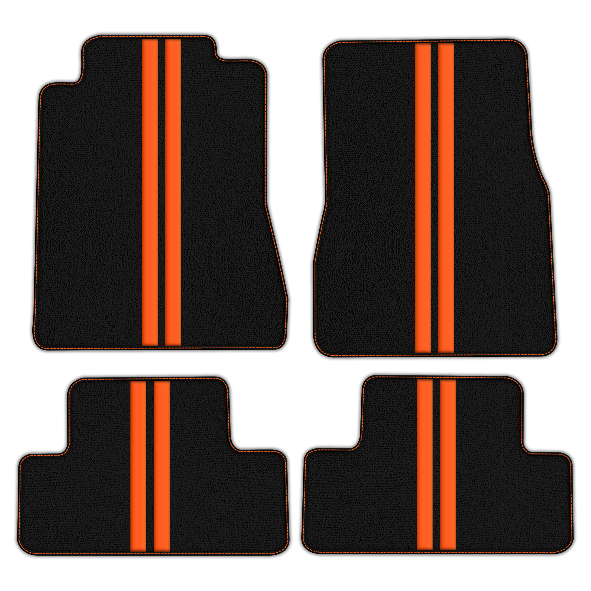 Black Floor Mats with Leather Line for Ford Mustang V FL (2011-2014) - Various Colors