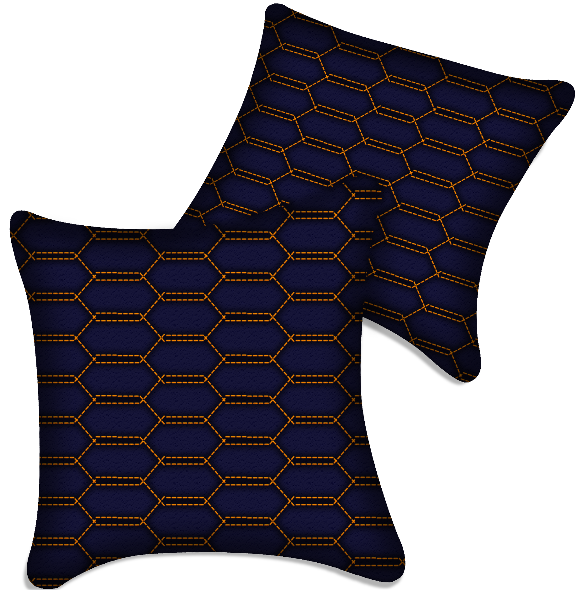Customizable Dark Blue Leather Pillows Set of 2 for All Vehicles
