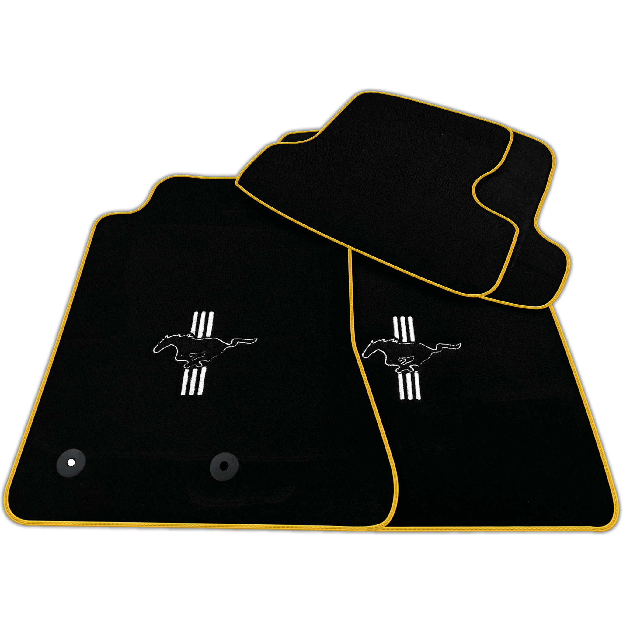 Black Floor Mats For Ford Mustang VI (2015-2023) with Pony | Various Trim Colors