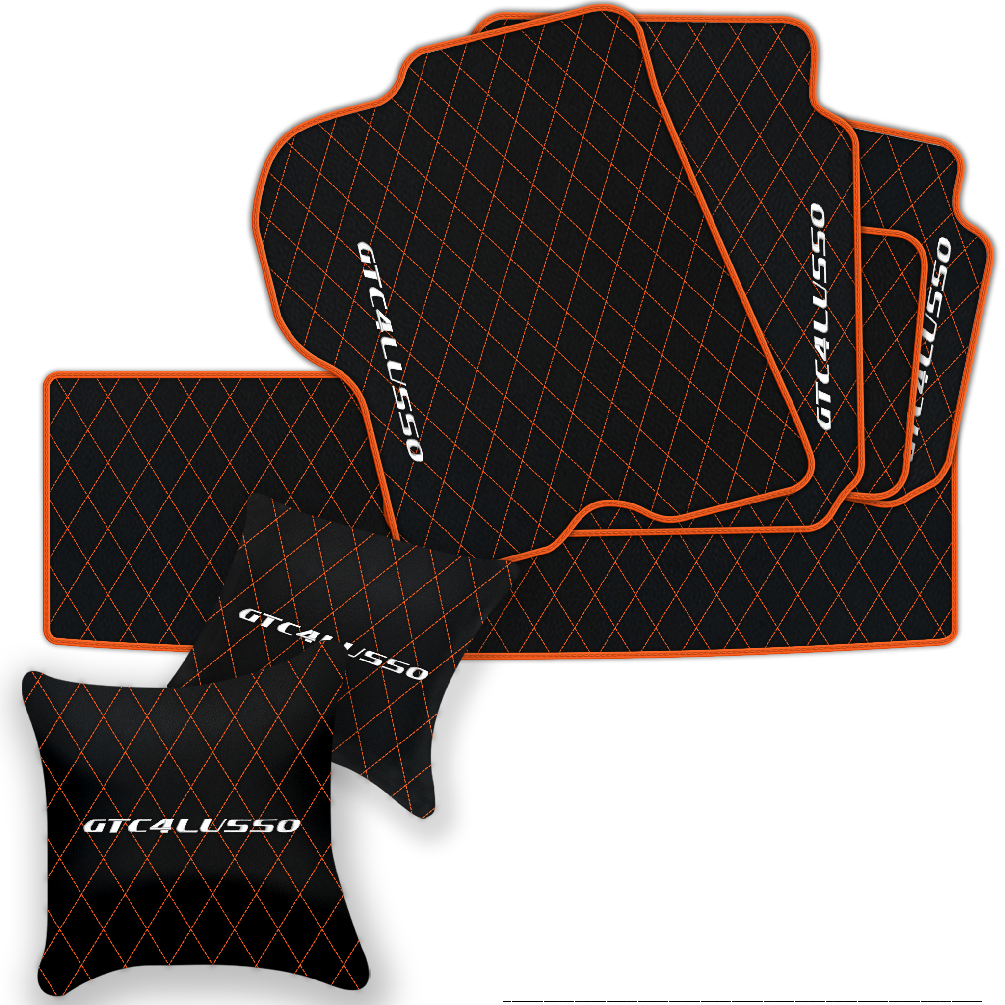 Luxury Black Leather Floor Mats for Ferrari Roma (2021-2024)