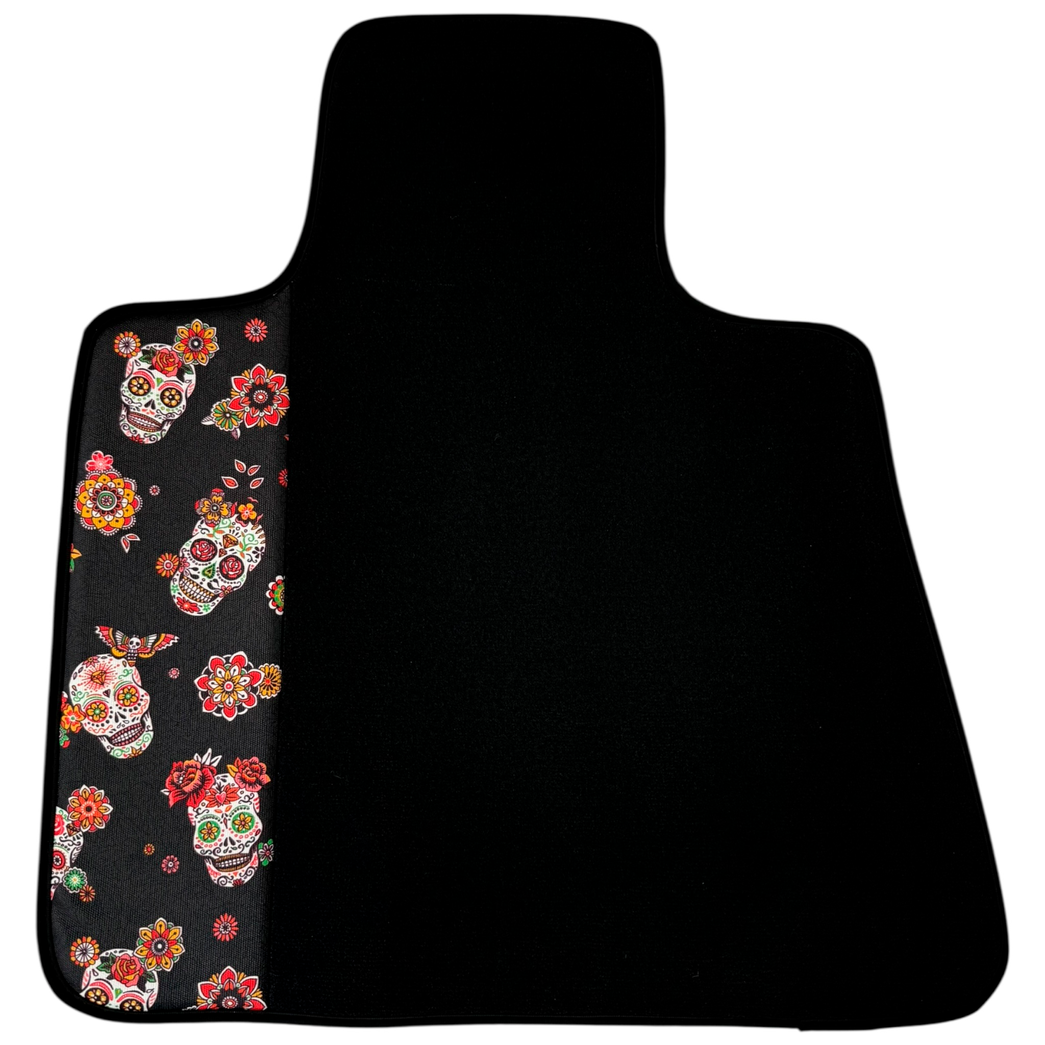 Luxurious Black Floral Skull Car Mats for Rolls-Royce Cullinan