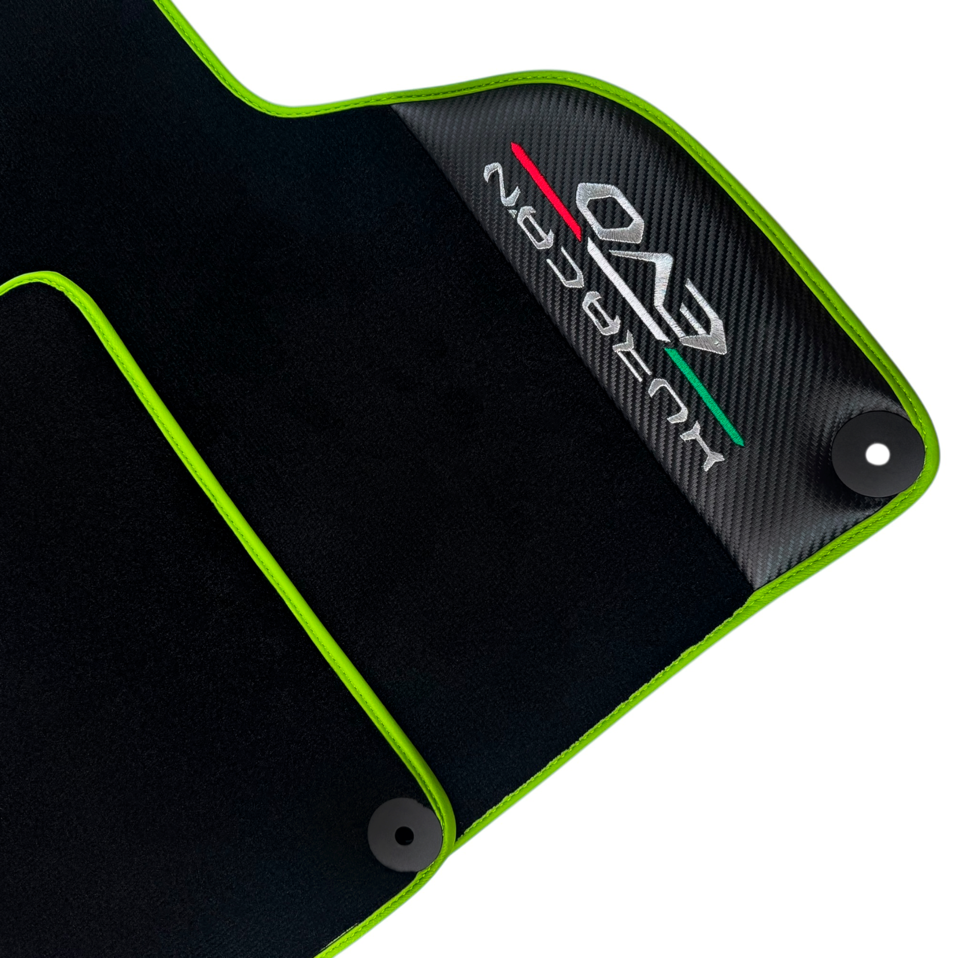 Black Floor Mats for Lamborghini Huracan EVO (2019-2024) with Carbon Fiber Borders