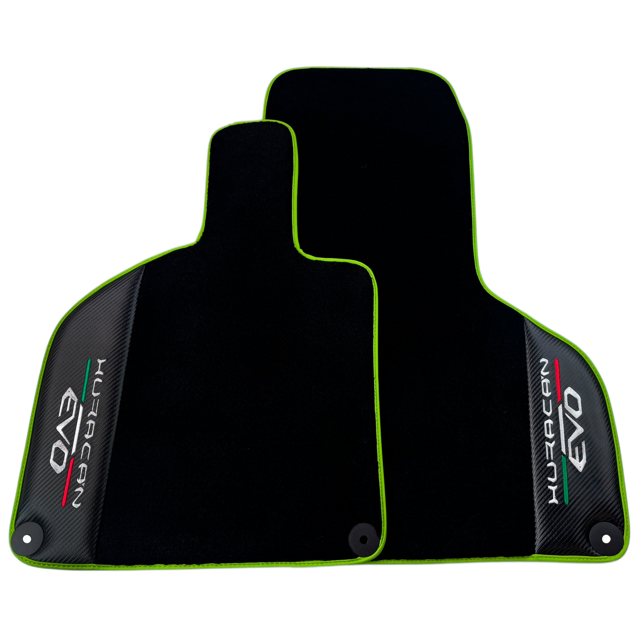 Black Floor Mats for Lamborghini Huracan EVO (2019-2024) with Carbon Fiber Borders