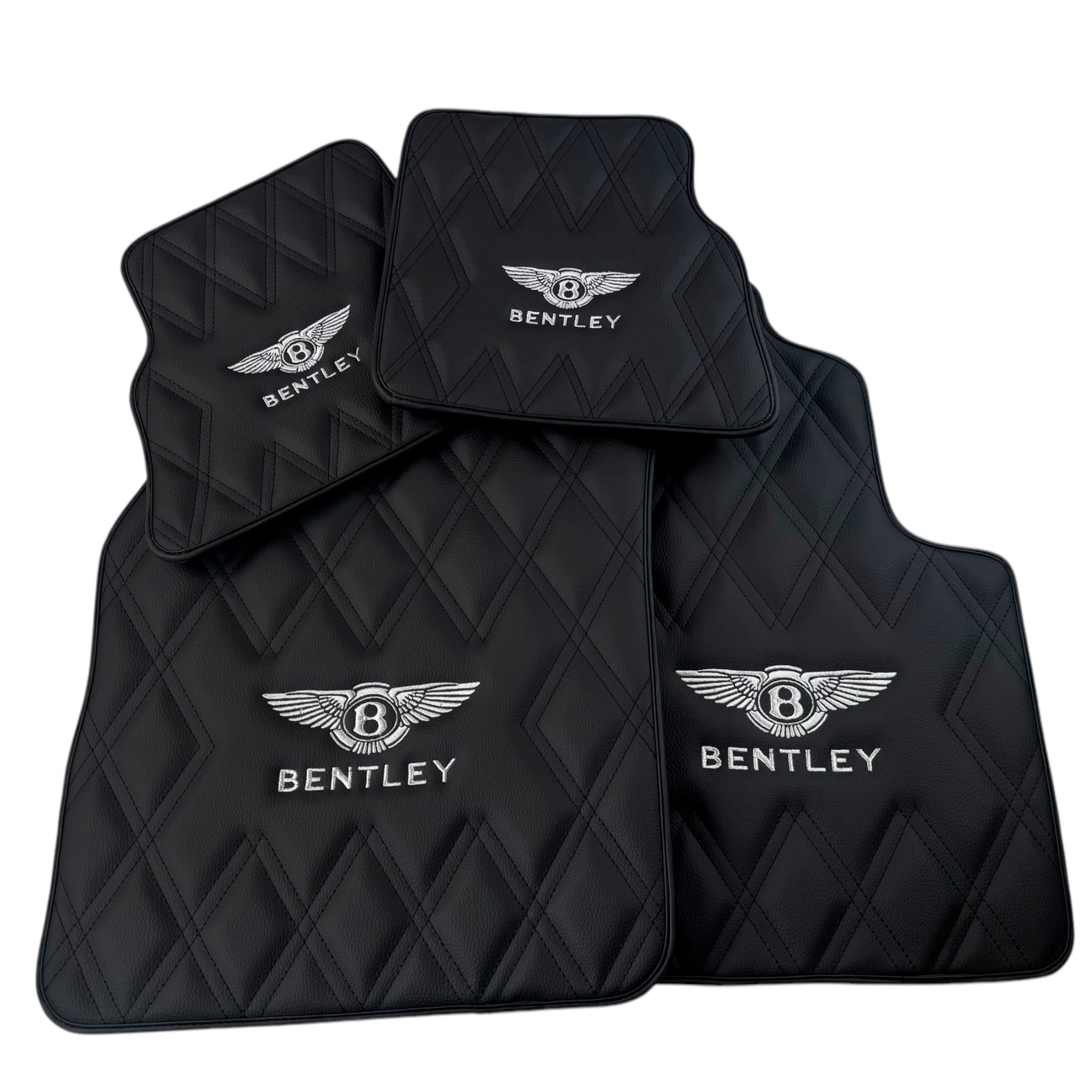 Black Leather Floor Mats for Bentley Continental GTC 2018-2023 (RHD)