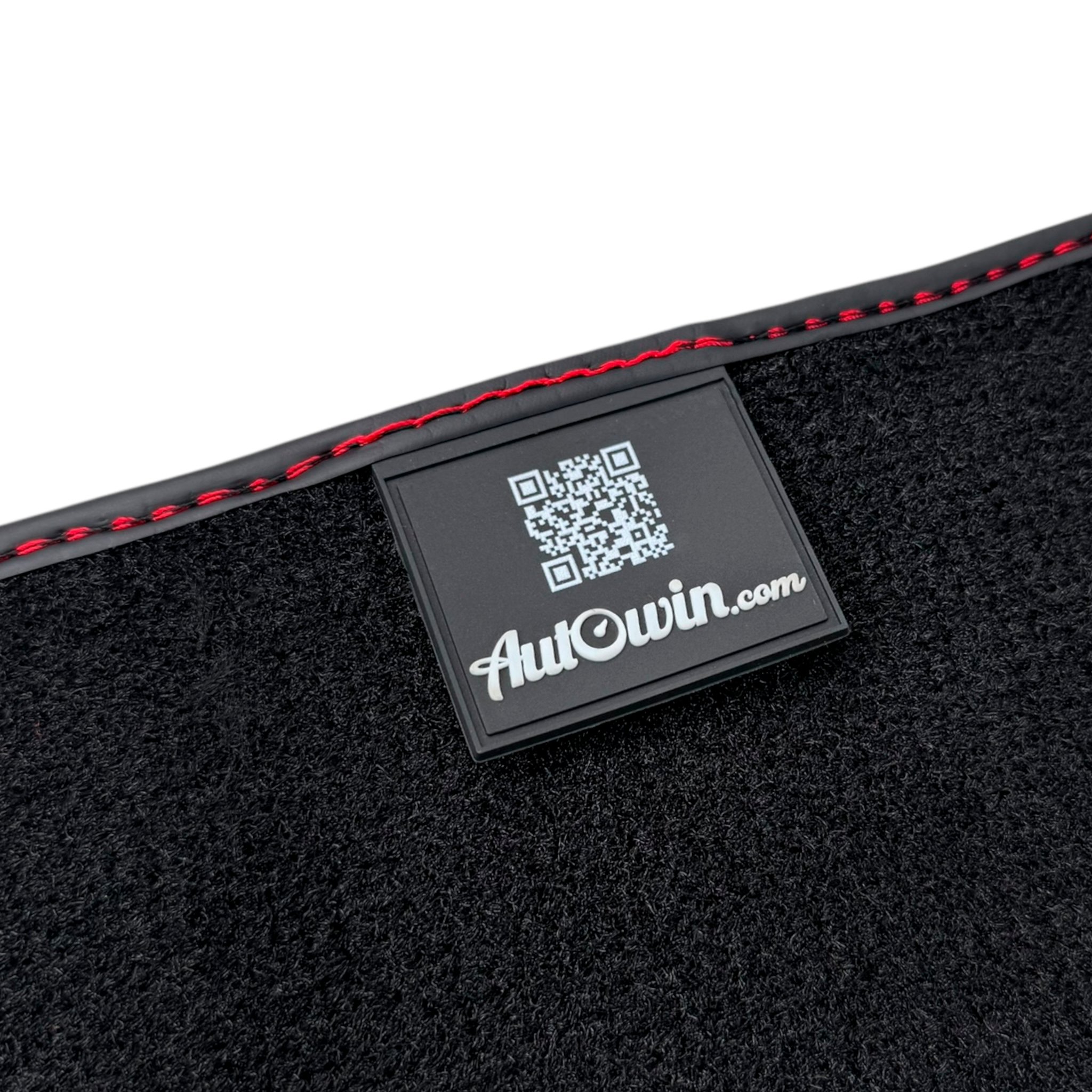 Black Leather Floor Mats for Audi RS 4 B9 Avant (2017-2024) Red Stitching