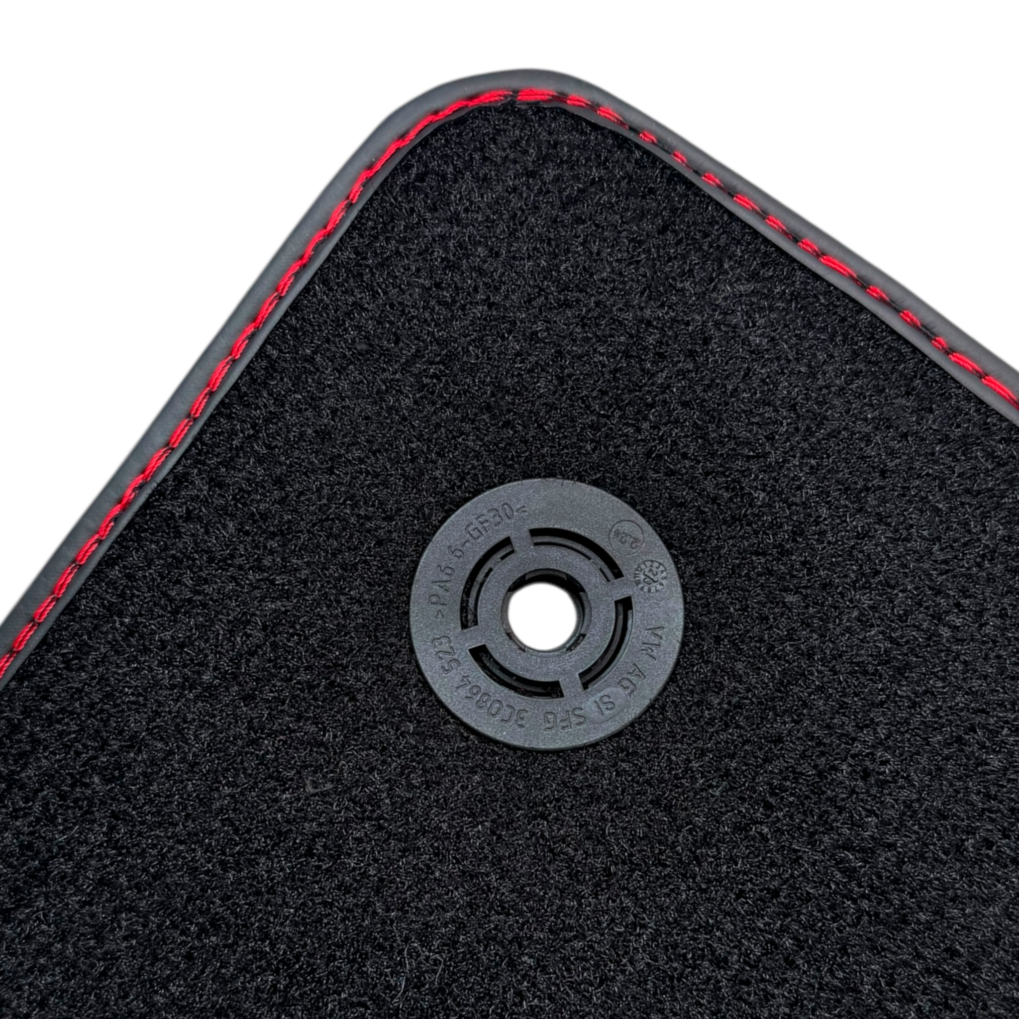 Black Leather Floor Mats for Audi RS 4 B9 Avant (2017-2024) Red Stitching