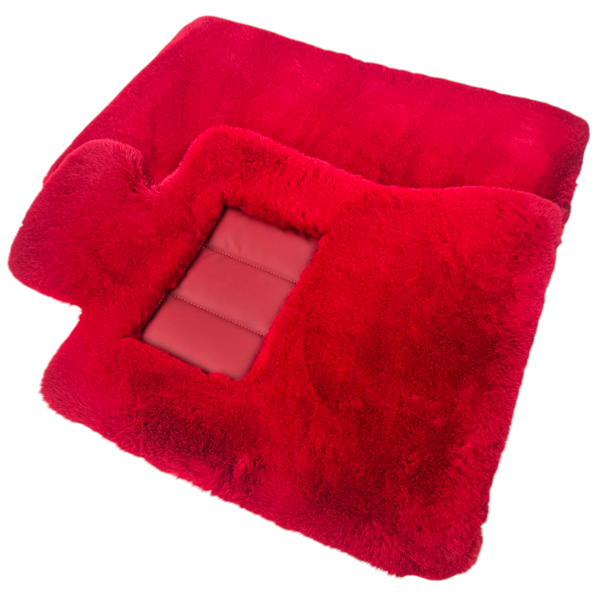 Red Sheepskin Floor Mats For Rolls Royce Ghost Series II (2021-2024) ER56 Design Brand