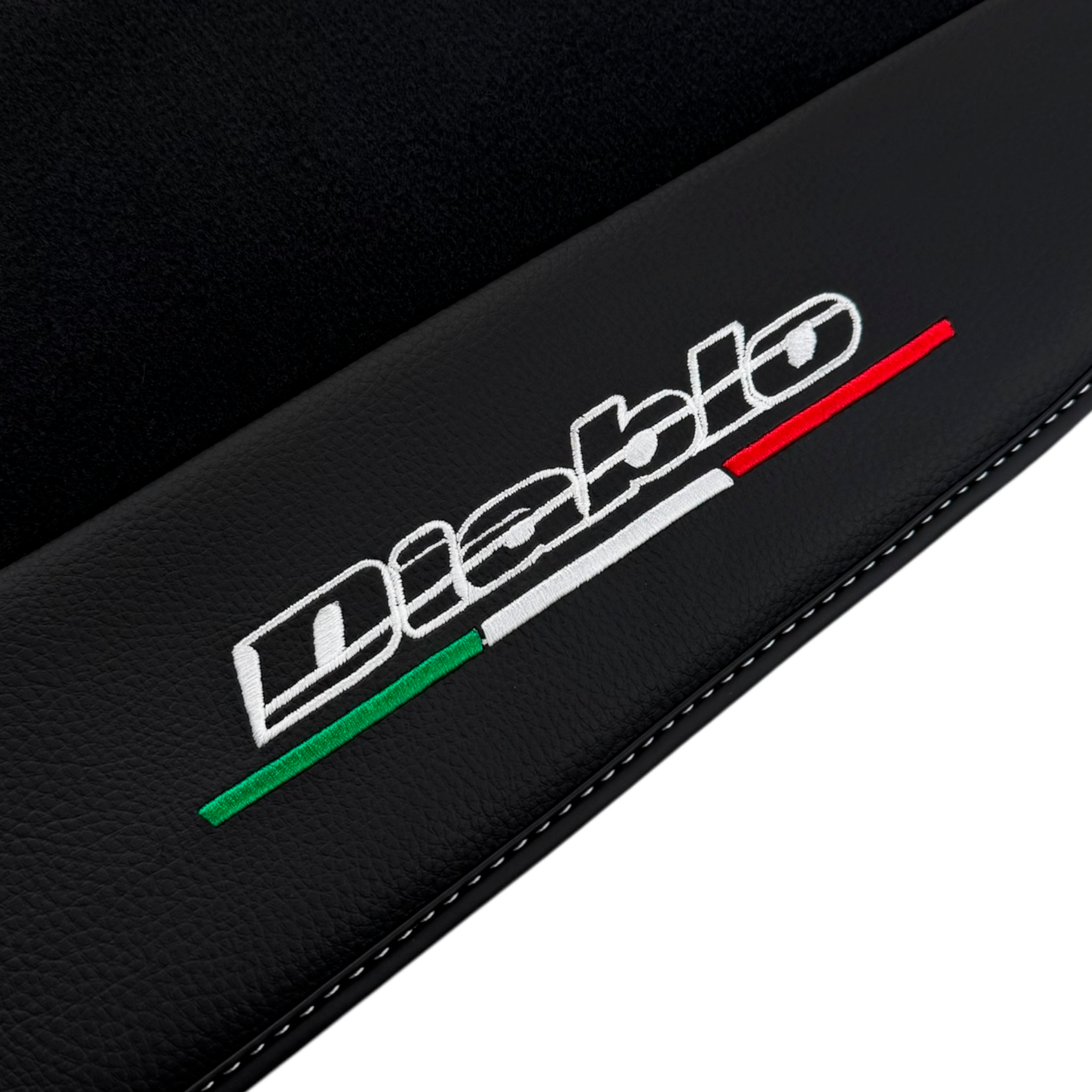 Black Floor Mats Lamborghini Diablo 1990-2001 Carbon Fiber Leather