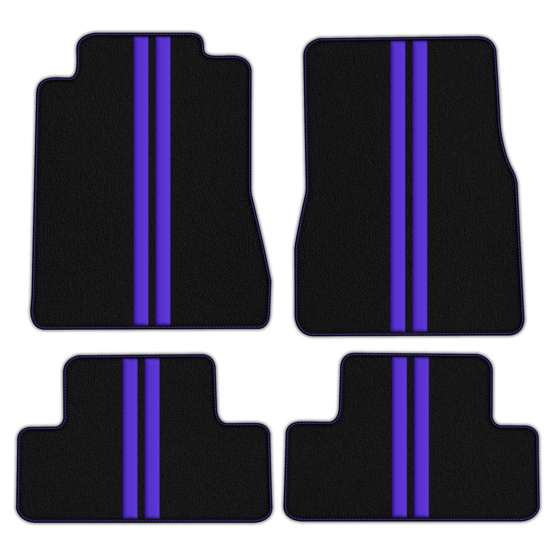 Black Floor Mats with Leather Line for Ford Mustang V FL (2011-2014) - Various Colors