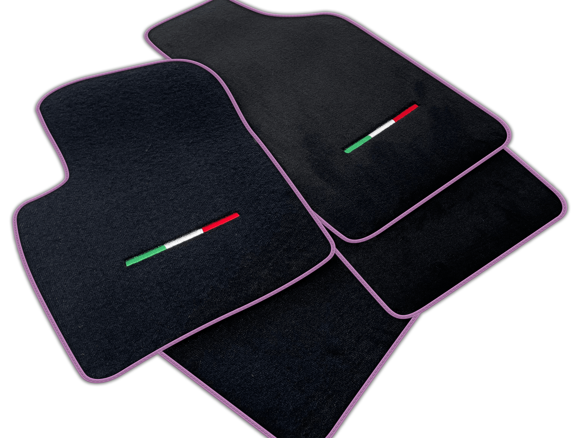 Italian Edition Black Floor Mats for Fiat 500c (2009-2014)