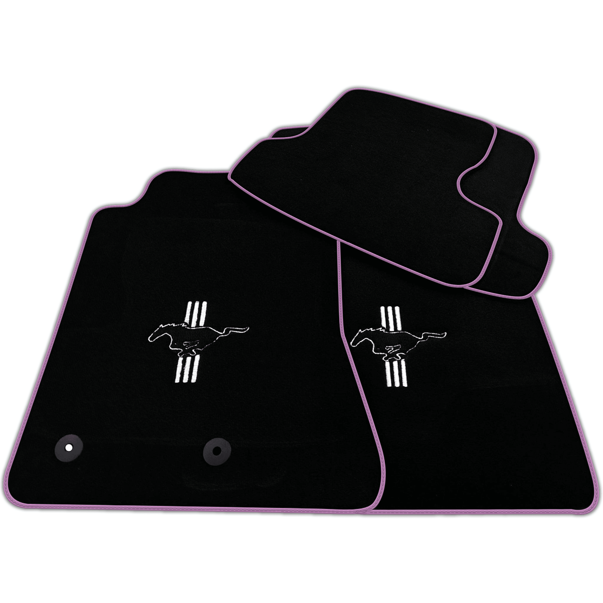 Black Floor Mats For Ford Mustang VI (2015-2023) with Pony | Various Trim Colors