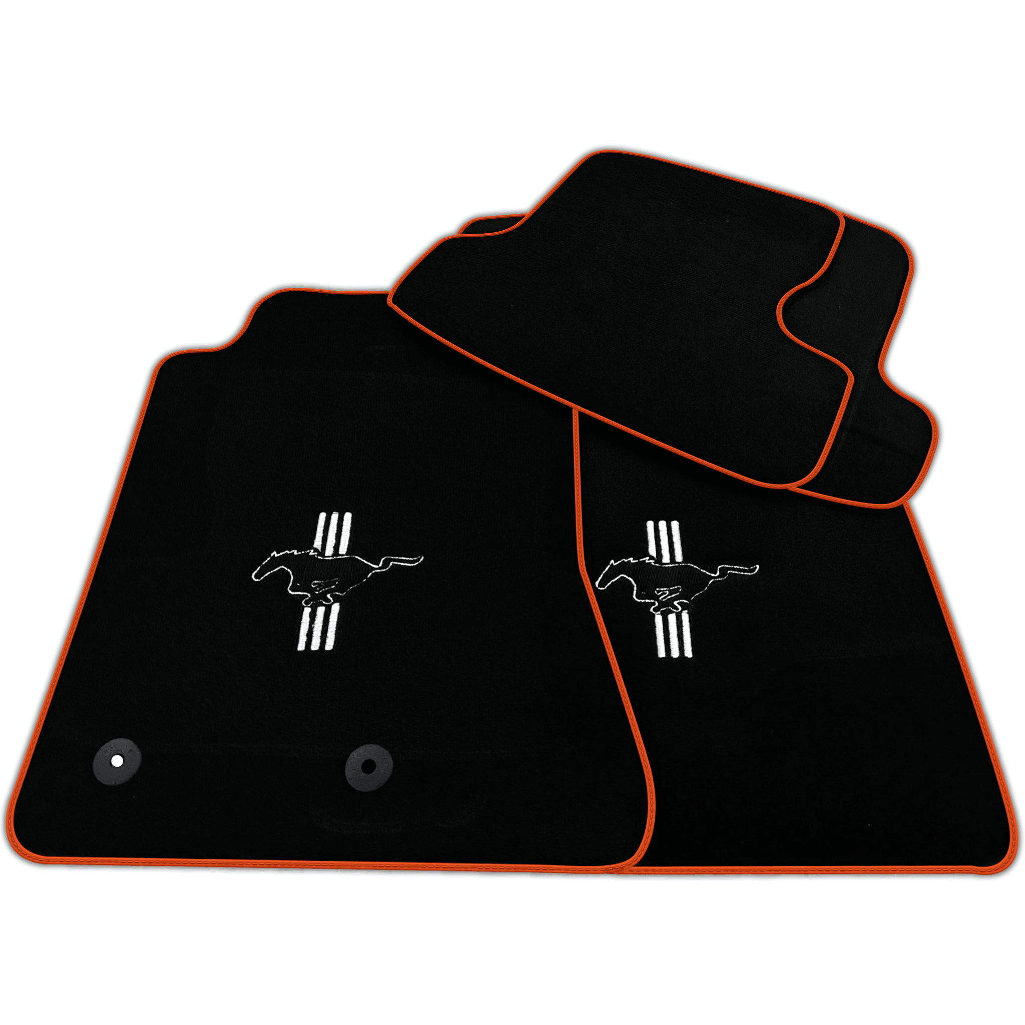 Black Floor Mats For Ford Mustang VI (2015-2023) with Pony | Various Trim Colors