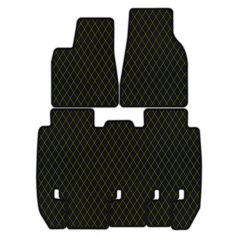 Customizable Leather Floor Mats with Single Diamond Pattern for Tesla Model X - 5 Seats (2016-2025)