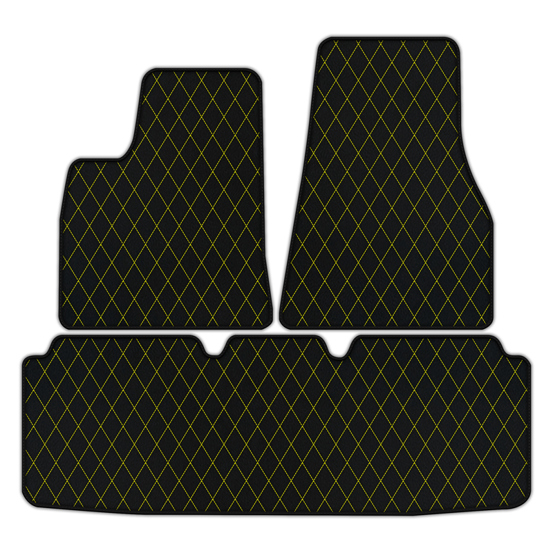 Customizable Leather Floor Mats with Single Diamond Pattern for Tesla Model S (2012-2023)