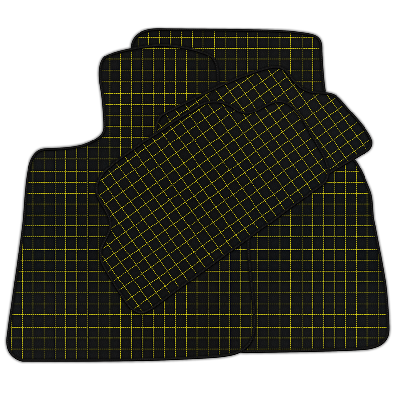 Customizable Leather Floor Mats with Square Pattern for Mini Cooper/One R50 (2001-2007)