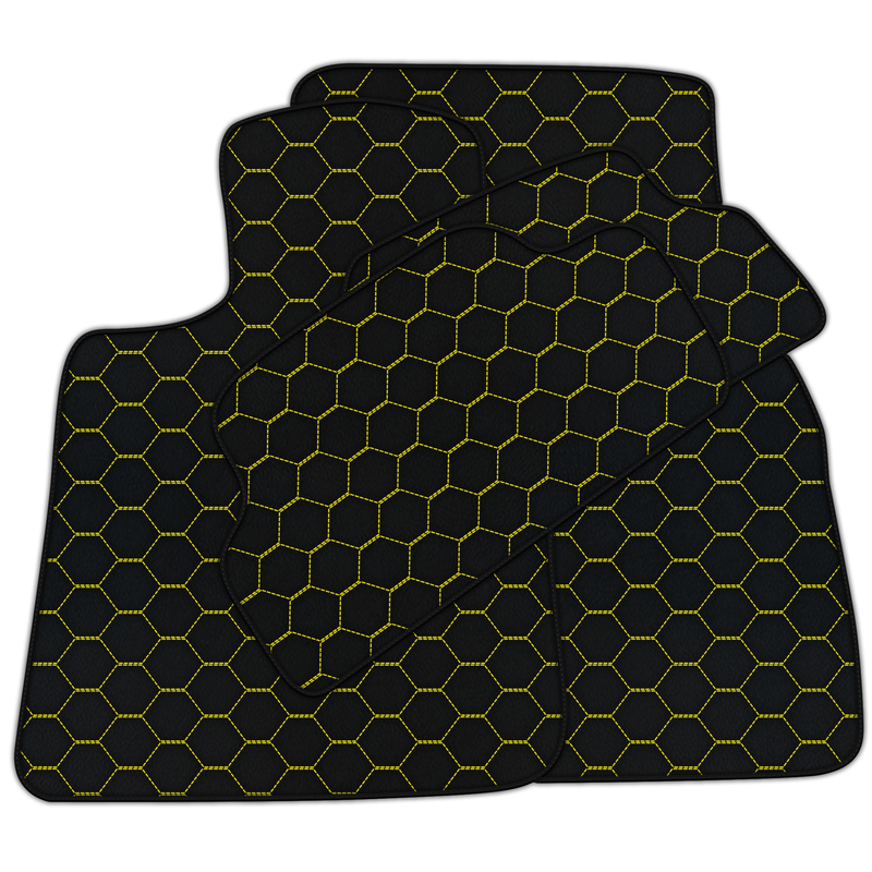 Customizable Leather Floor Mats with Symmetrical Hex Pattern for Mini Cabrio F57 Convertible (2016-2023)