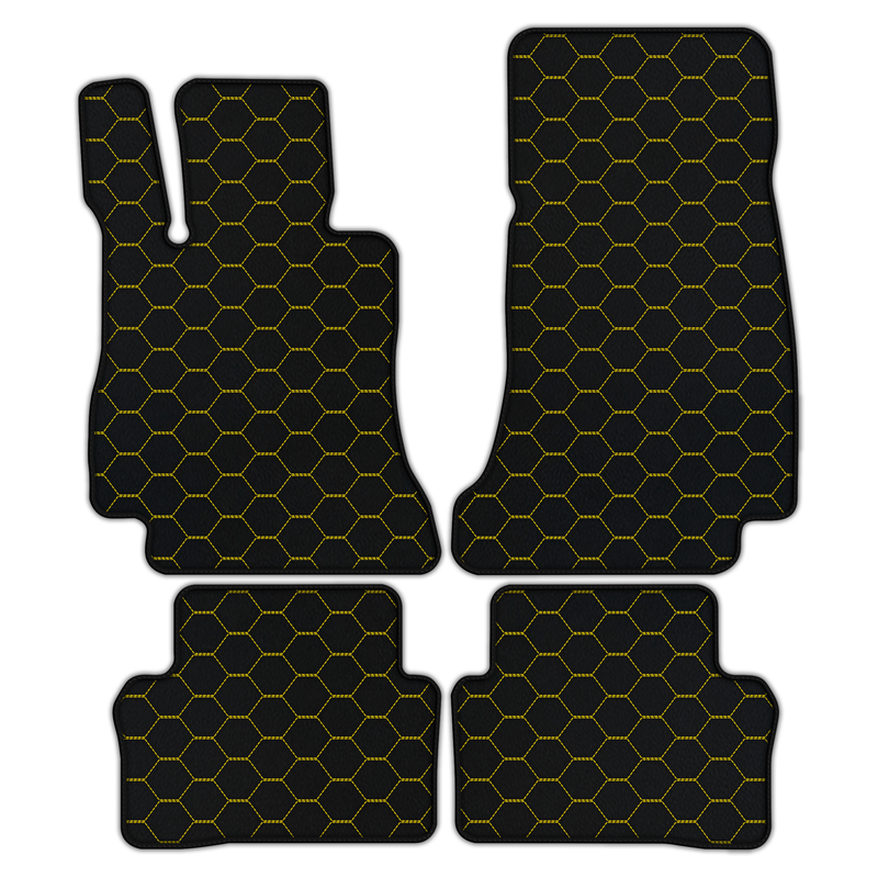 Customizable Leather Floor Mats with Symmetrical Hex Pattern for Mercedes-Benz AMG GT 4-door Sedan (2018-2025)