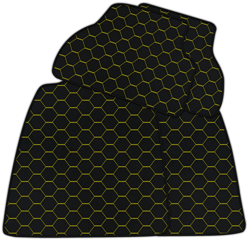 Customizable Leather Floor Mats with Symmetrical Hex Pattern for Audi A4 - B5 Sedan (1995 - 1999)