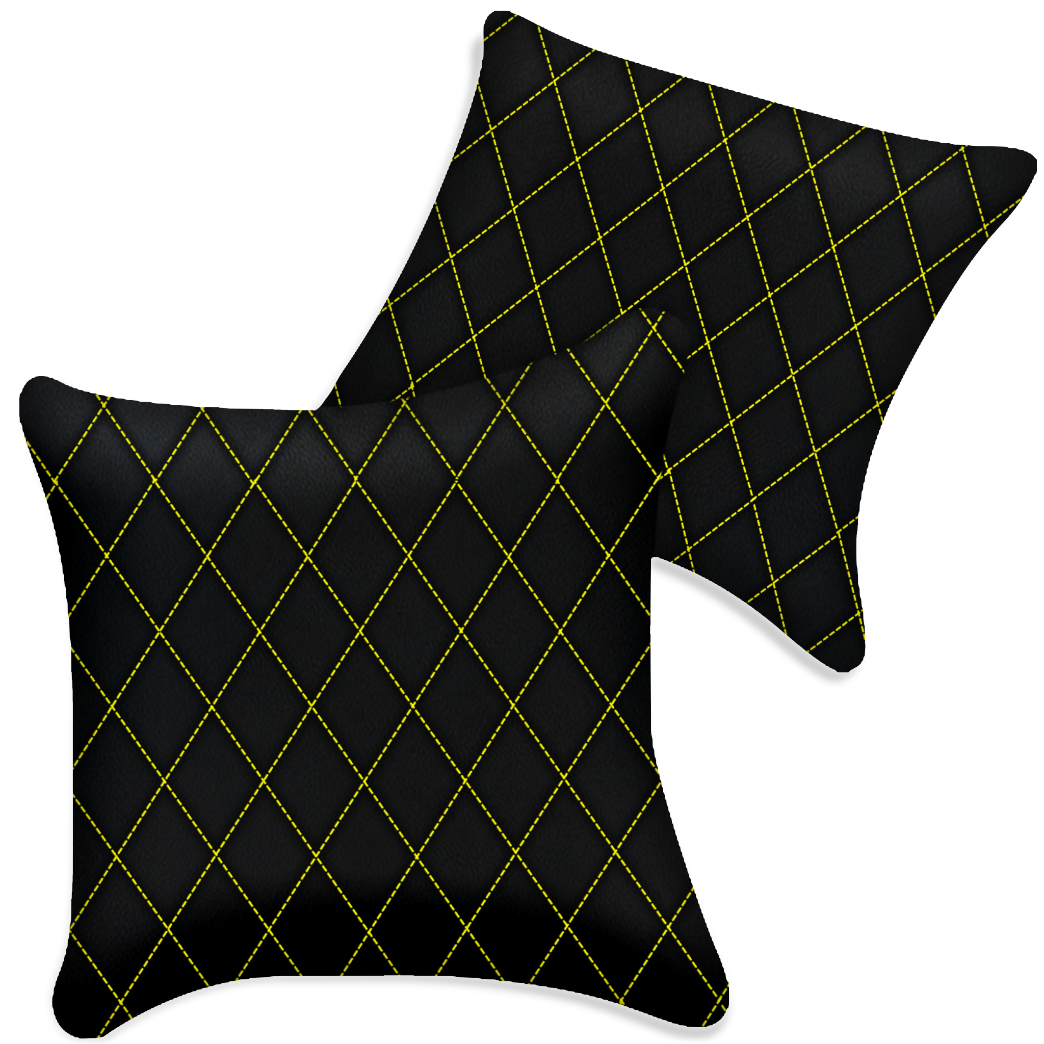 Customizable Black Leather Pillows Set of 2 for All Vehicles | Single Diamond Pattern