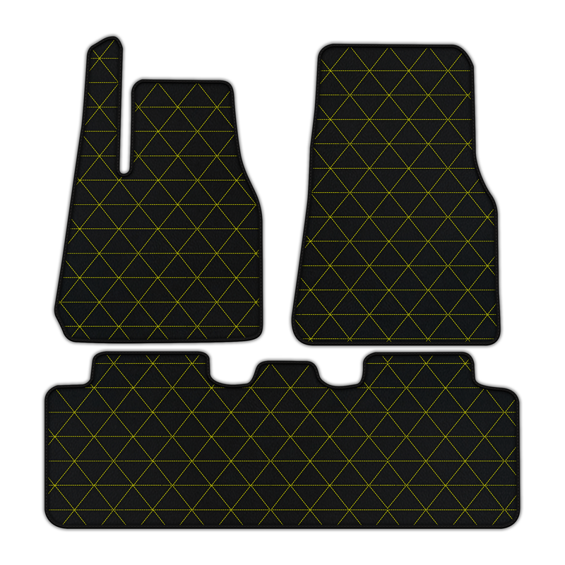 Customizable Leather Floor Mats with Triangle Pattern for Tesla Model Y (2020-2023)