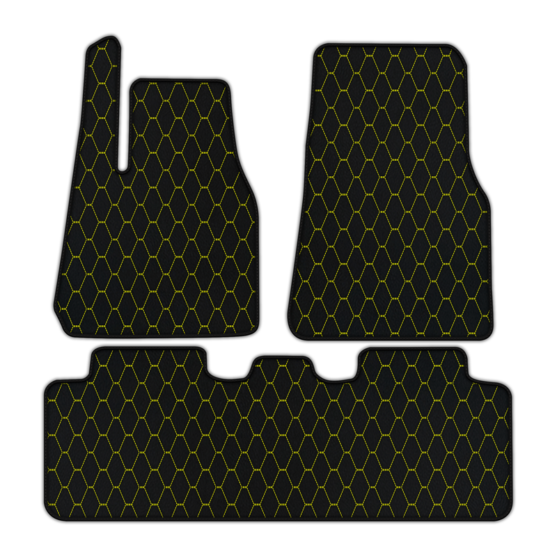 Customizable Leather Floor Mats with Vertical Hex Pattern for Tesla Model Y (2020-2023)